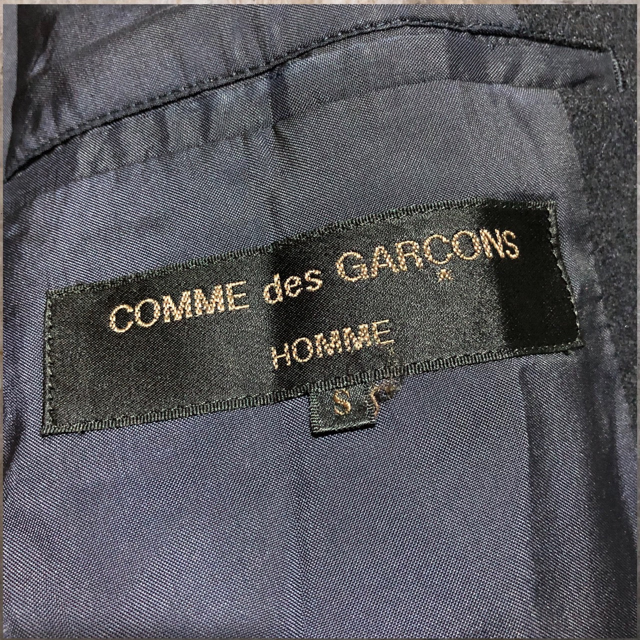 COMME des GARCONS HOMME(コムデギャルソンオム) 80's vintage three button wool jacket/ヴィンテージ3Bウールジャケット/川久保玲/本人期 HJ-05035S SIZE S ネイビー