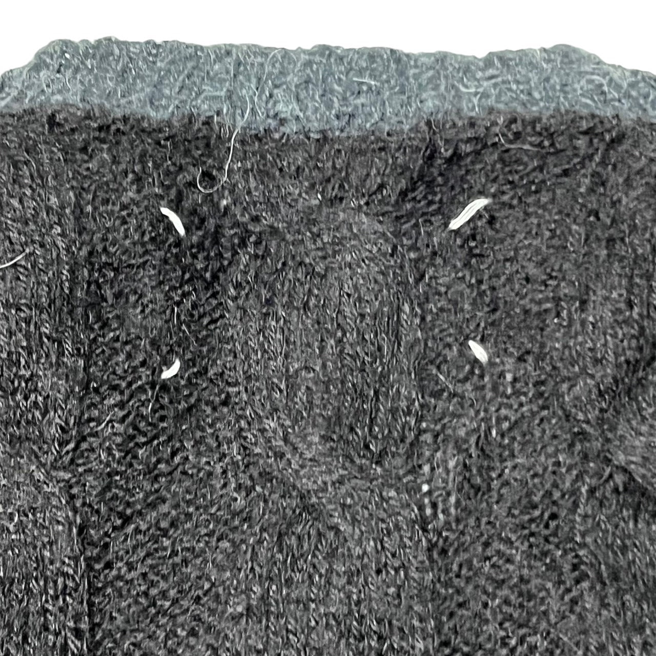 MAISON MARGIELA(メゾンマルジェラ) 15AW COLOR BLOCK CABLE KNIT SWEATER カラーブロック ケーブルニット セーター アルパカ S50HA0595 S15328 SIZE M ブラック×ダークグリーン×グレー