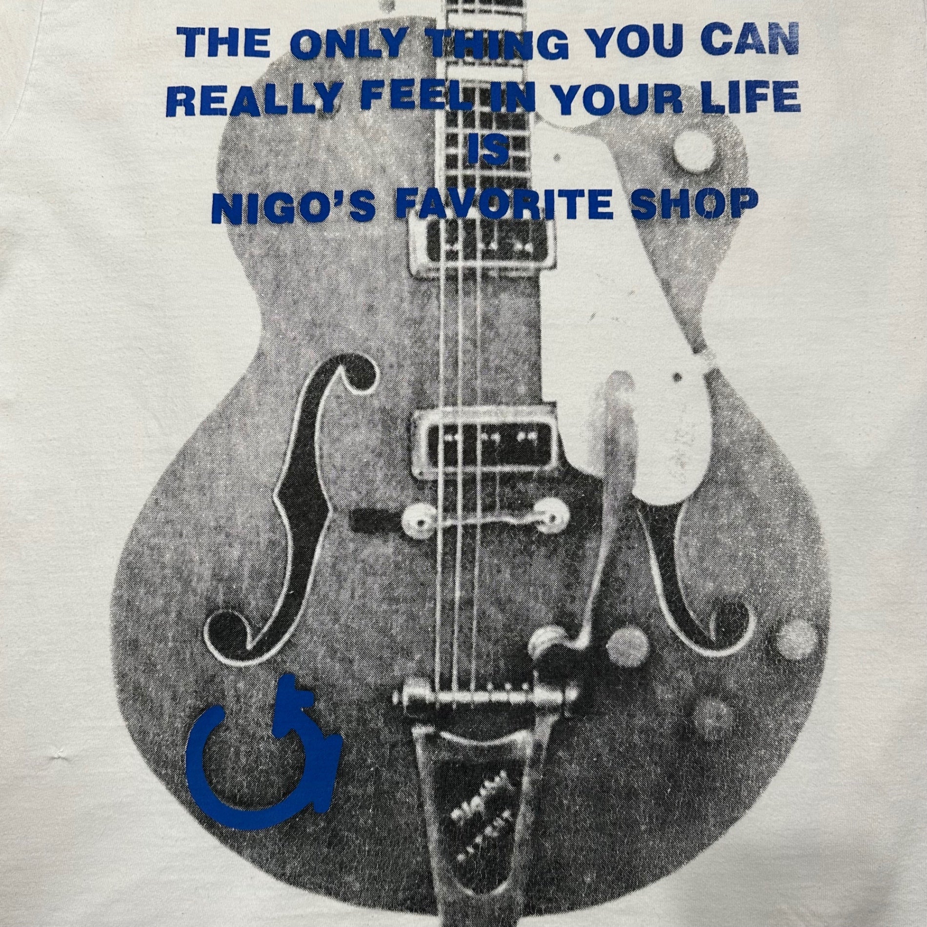 GOODENOUGH(グッドイナフ) 2003's cotton base Gretsch Guitar Print s/s T-Shirt グレッチ ギター プリント 半袖 Tシャツ L ホワイト×ブルー×グレー 2003年BAPEギャラリー限定