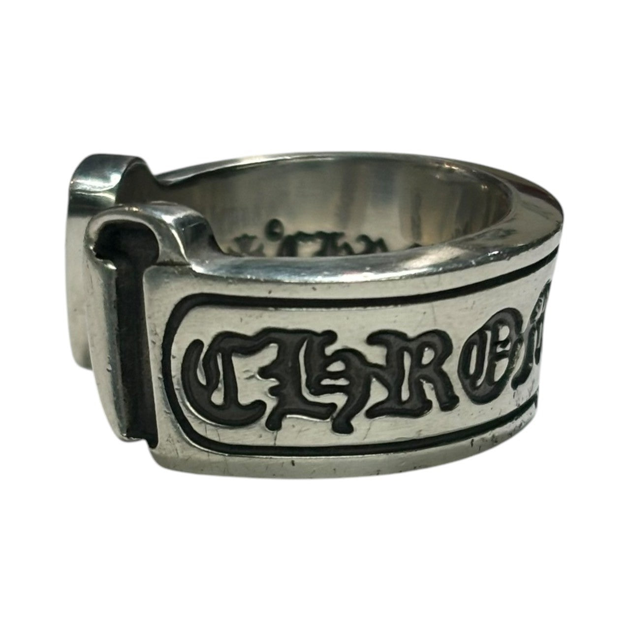 CHROME HEARTS(クロムハーツ) SCROLL LABEL RING ラージ スクロール ラベル リング 925 18号 シルバー ビヨンクール箱・本革保存袋付 指輪