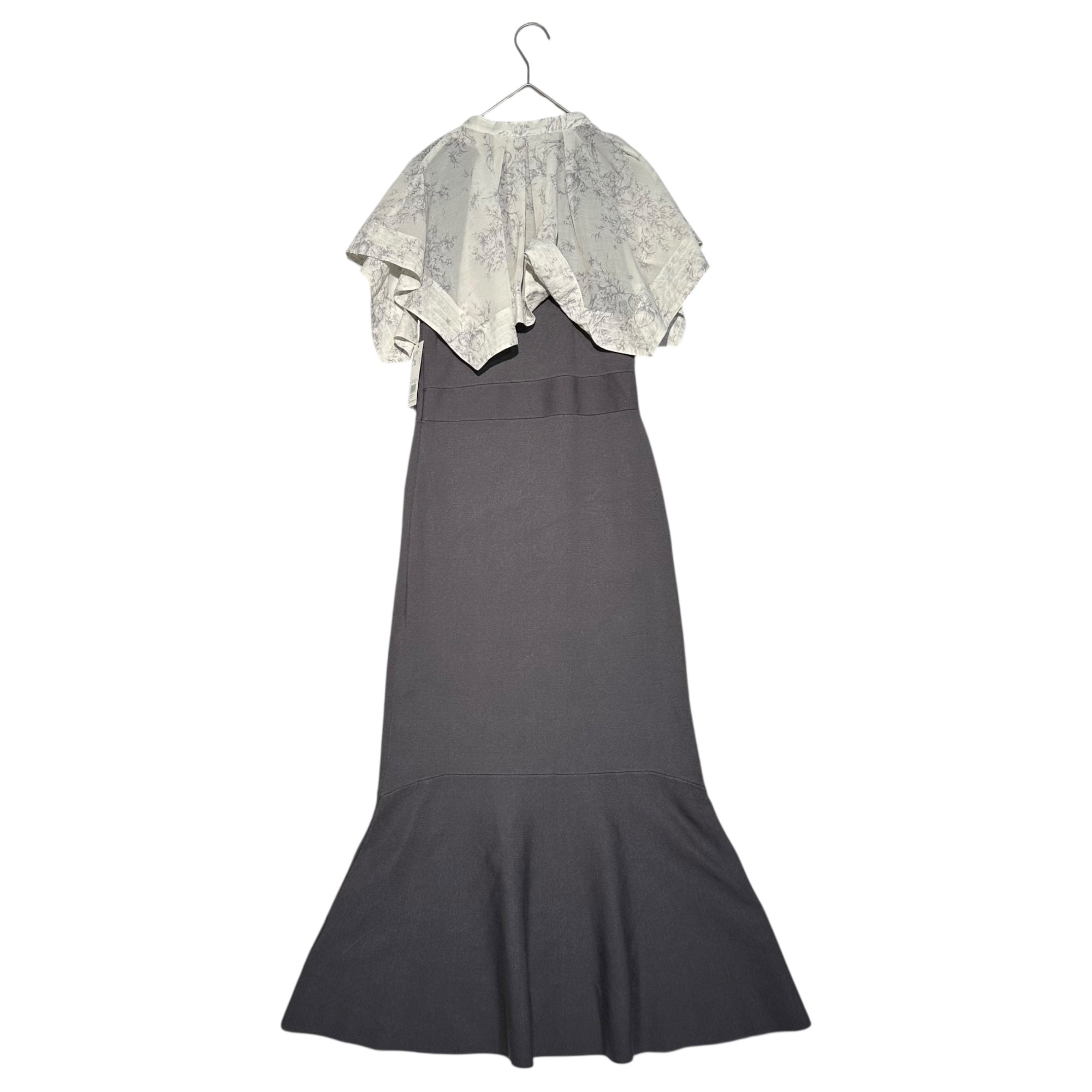 snidel(スナイデル) ケープ デザイン ニット ドッキング ワンピース SWNO224101 1(S程度) グレー 付け襟 タイト リブ ノースリーブ ロング