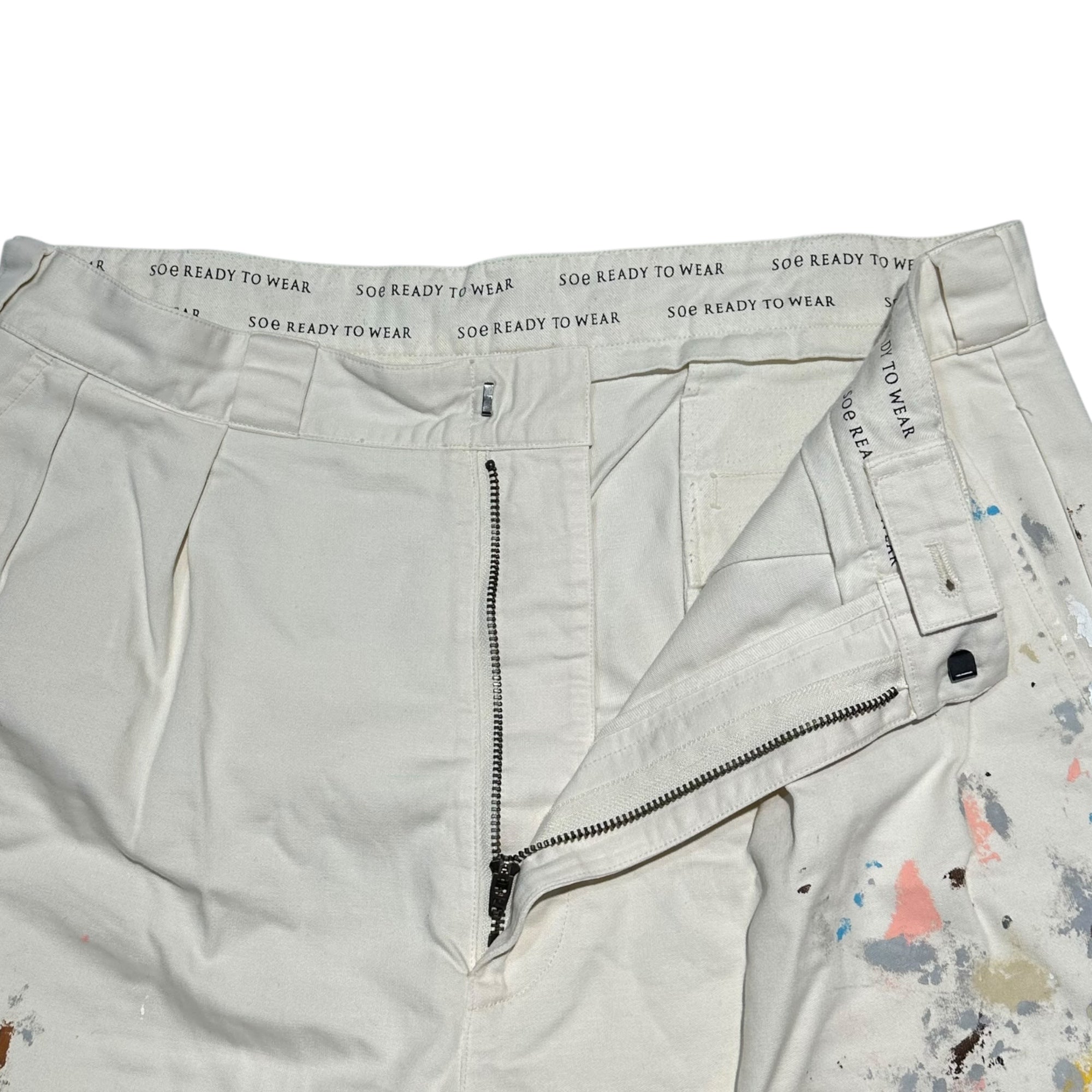 SOE(ソーイ) Painter Shorts ペインター ショーツ 1201-60-011 1(S程度) ホワイト ハーフ ショート ペンキ SOE READY TO WEAR ボロ
