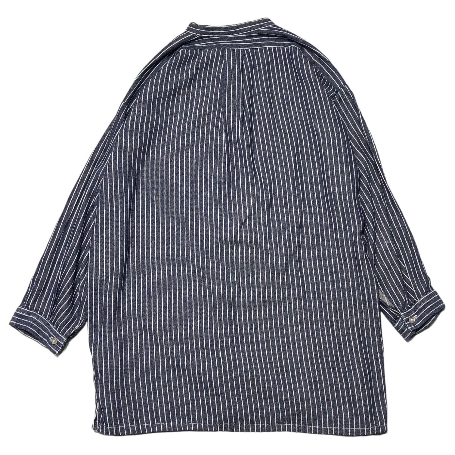 J.G.EISEL GMBH＆CO(アイゼル) 70's ~ 80's  german work cotton striped shirt ドイツ ワーク コットン ストライプ シャツ 42(XL程度) ネイビー