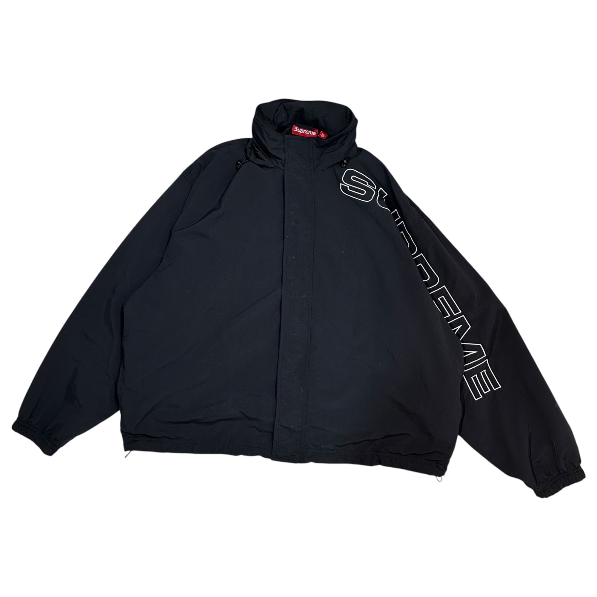 SUPREME(シュプリーム) 24AW Spellout Embroidered Track jacket ロゴ 刺繍 ナイロン トラック ジャケット M ブラック 24FW マウンテンパーカー