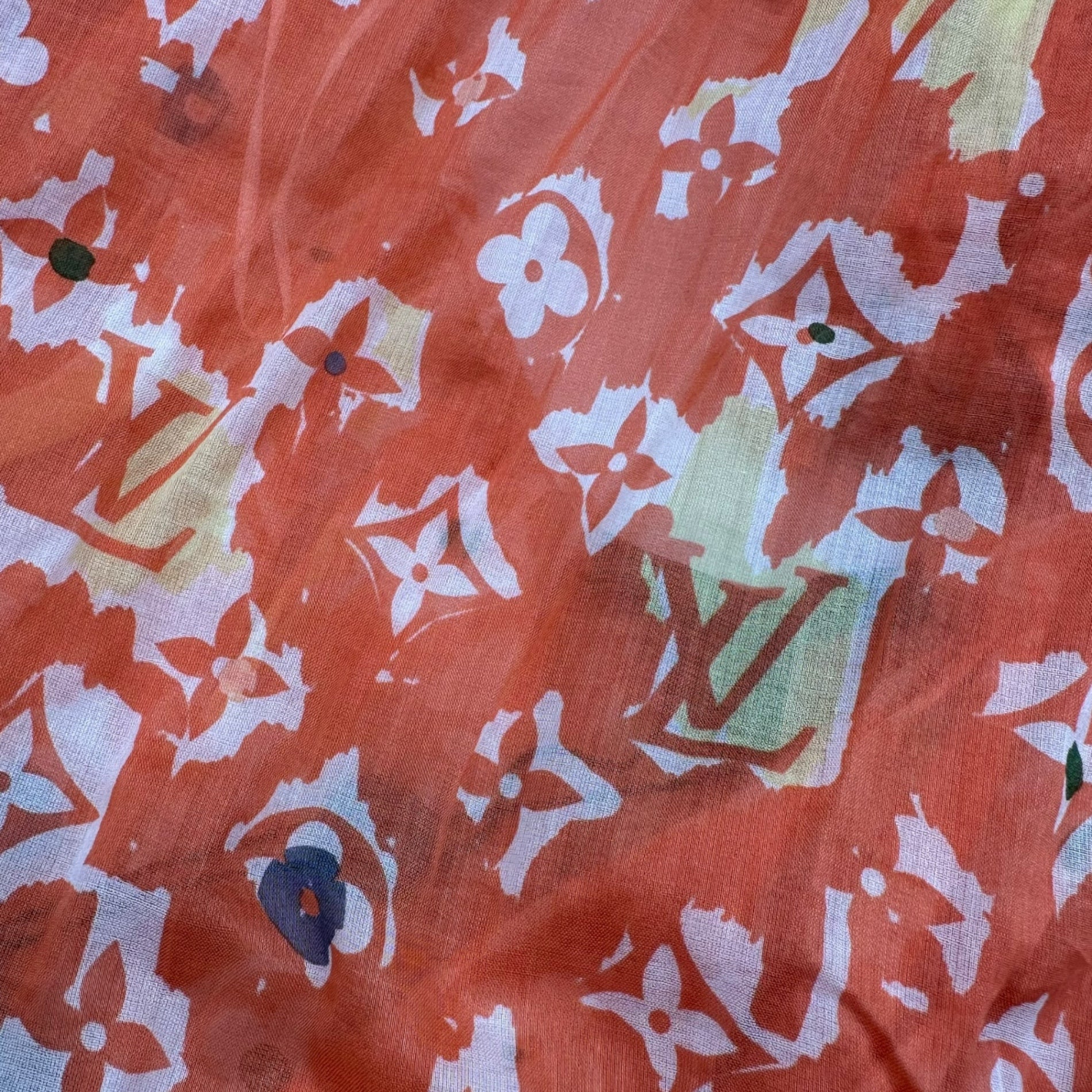 LOUIS VUITTON(ルイヴィトン) Halter-Neck Monogram Mini Dress ホルターネック モノグラム ミニ ワンピース RW101W WQDR04BHA 34 オレンジ×スカイブルー×ホワイト ノースリーブ ドレス