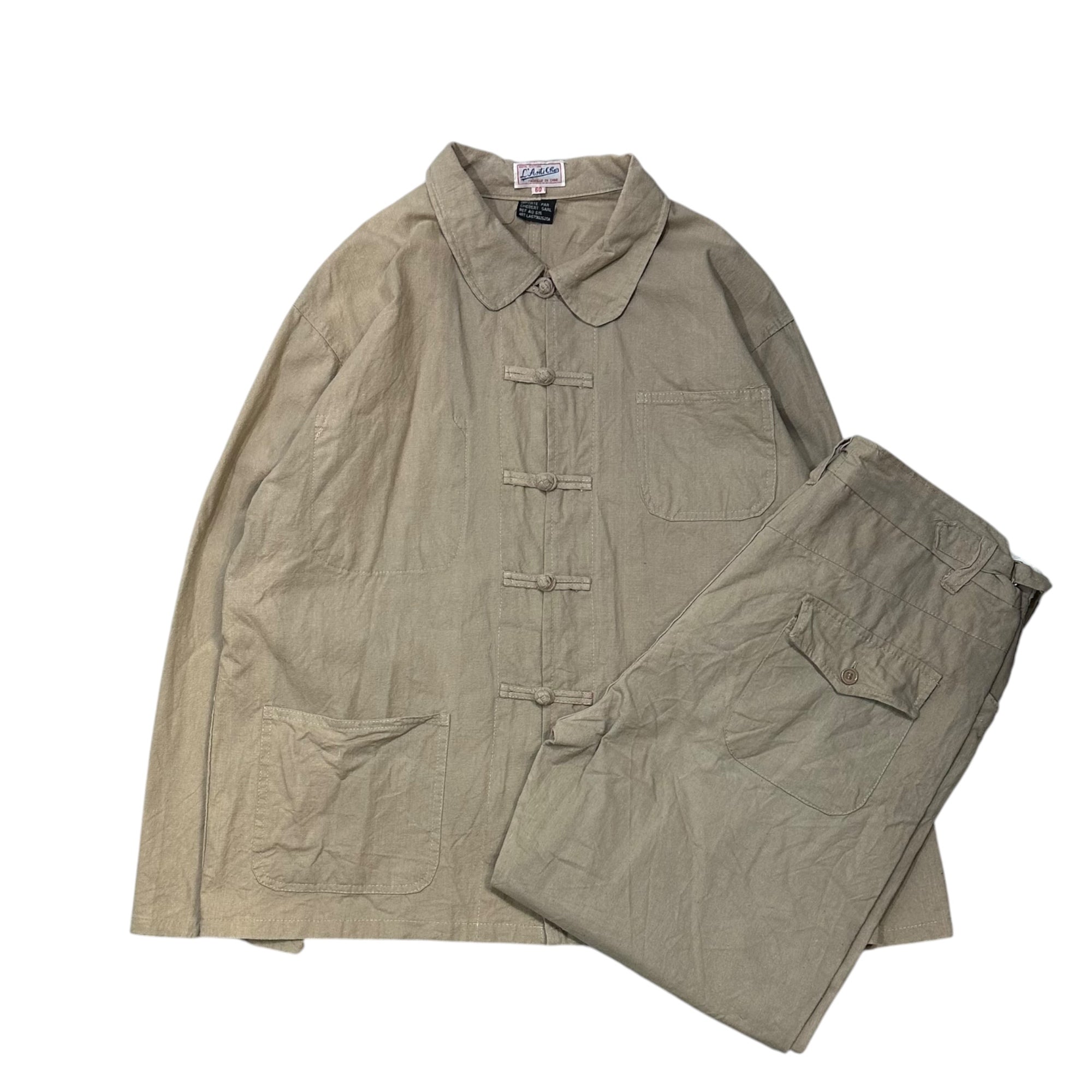 LANTI CHER(ランチシェール) フレンチチャイナジャケット カーキ L'Anti Cher(ランチシェール) French linen Chinese shirt ＆ Pants