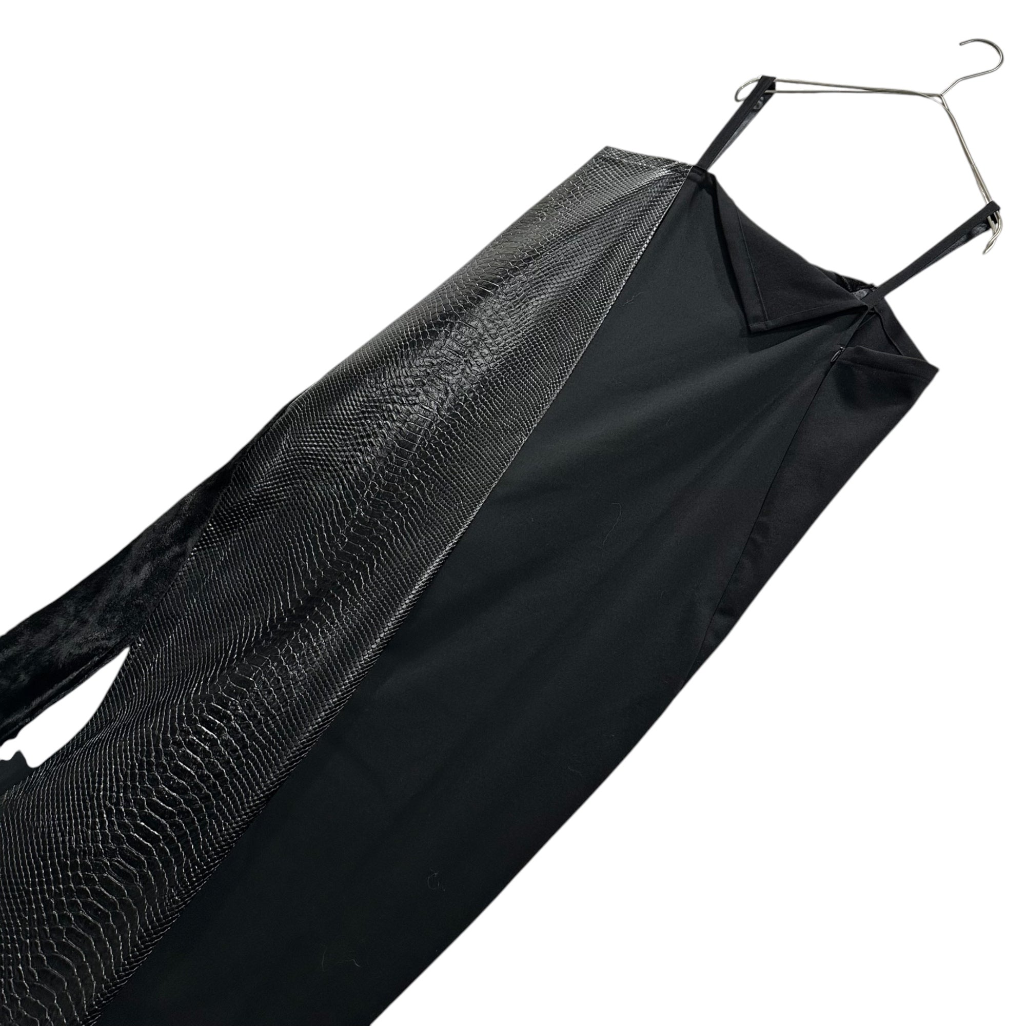 JUNYA WATANABE(ジュンヤワタナベ) 25AW Camisole, Crocodile Eco-Leather Overalls キャミソール クロコ エコレザー サロペット JP-O016 XS ブラック AD2025 オールインワン