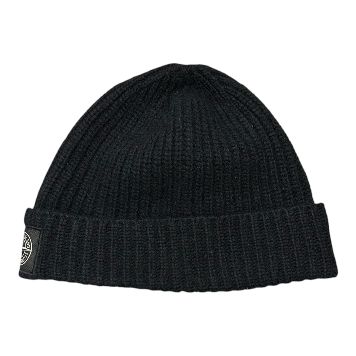 STONE ISLAND(ストーンアイランド) Wool Ribbed Knit Cap Beanie ウール リブ ニット キャップ ビーニー 7915N1085 ブラック