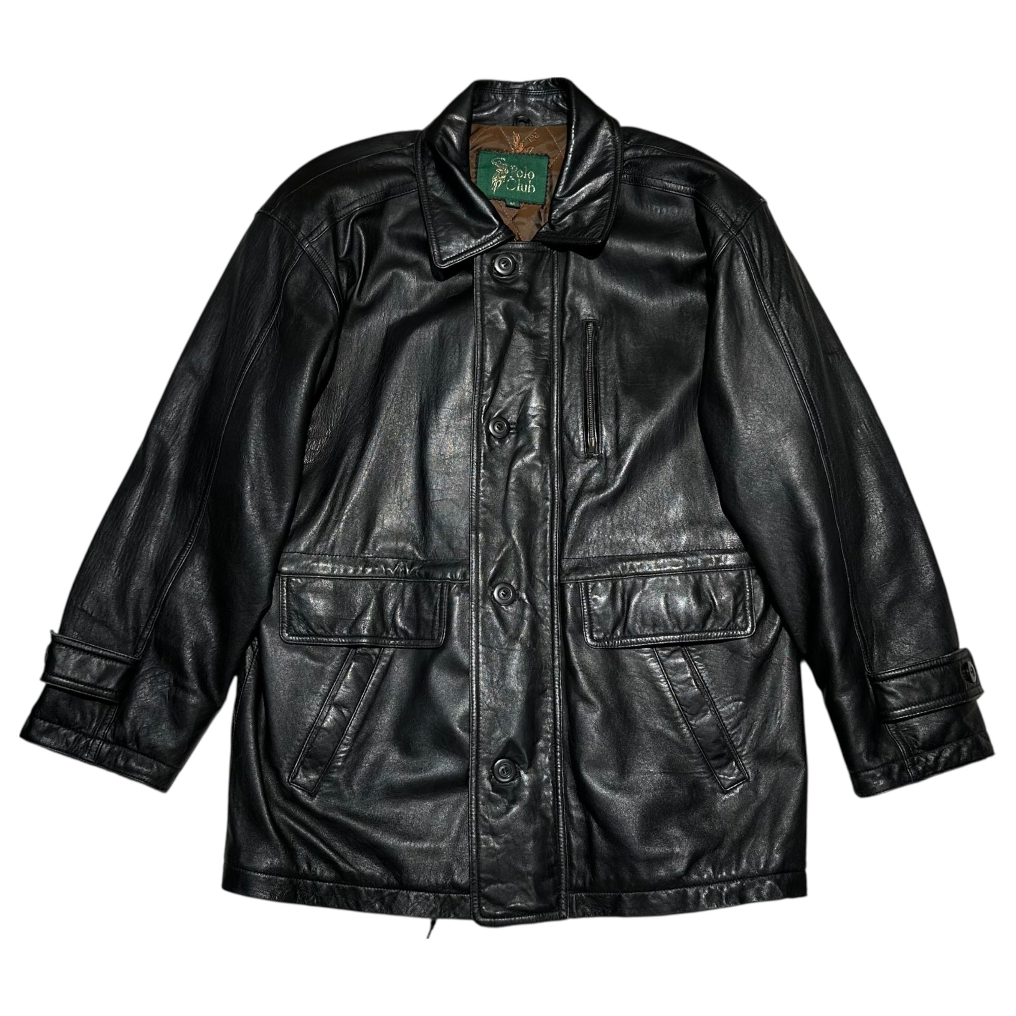POLO CLUB(ポロクラブ) 80's~90's Vintage Long Leather Jacket  ヴィンテージ ロング レザー ジャケット  M ブラック コート