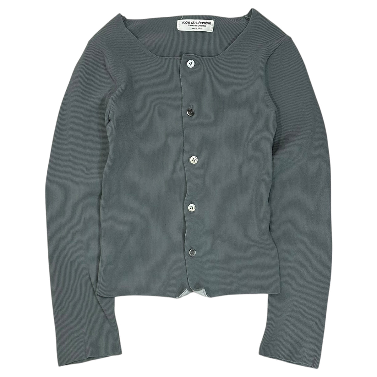 robe de chambre COMME des GARCONS(ローブドシャンブルコムデギャルソン) 1990's Nylon-Poly Ribbed Cardigan ナイロン ポリ リブ カーディガン RN-100070 FREE グレー AD1995 90年代