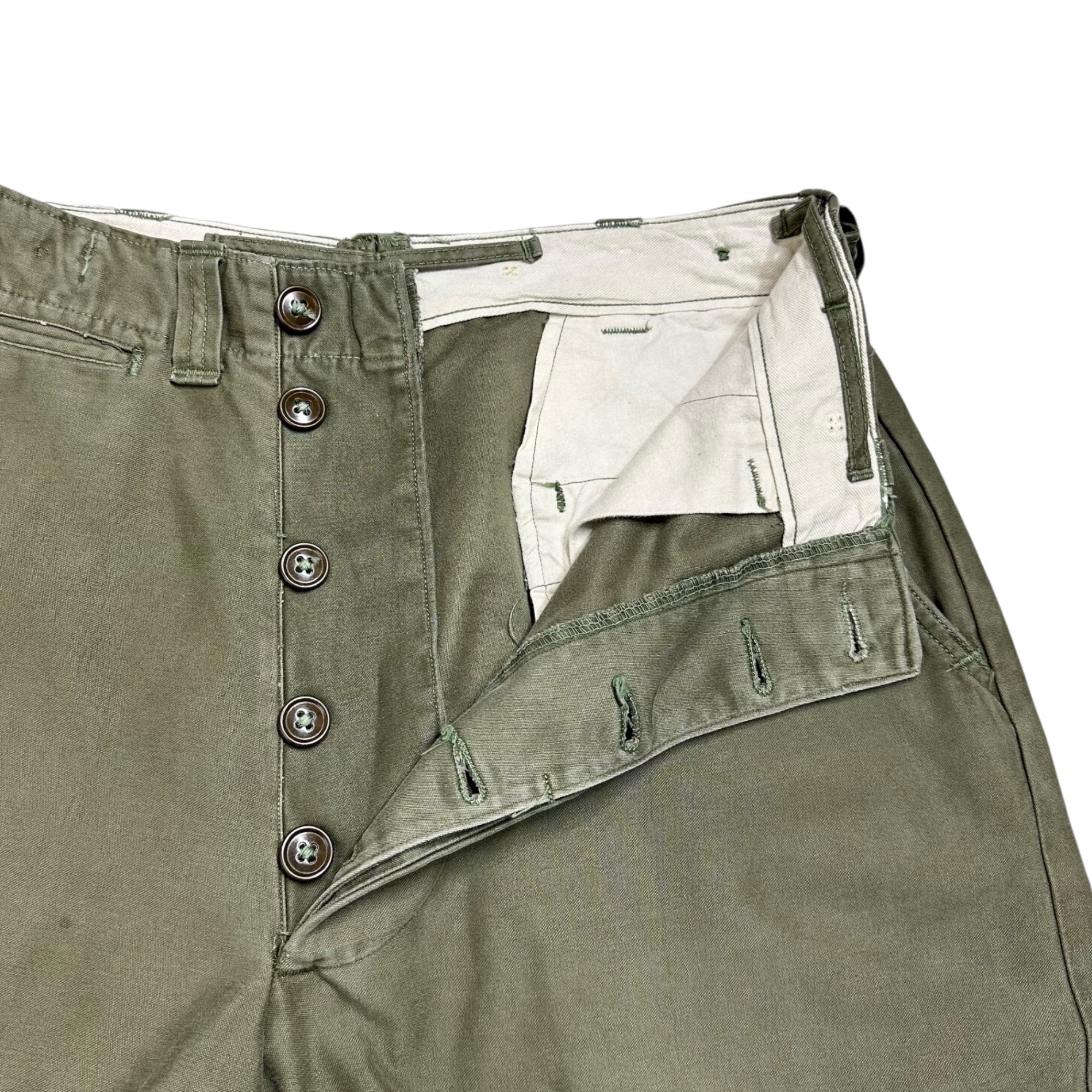 US ARMY(アメリカ軍) 40’s M-43 TROUSERS, FIELD, COTTON, O. D. ミリタリー フィールド パンツ 55-T-34030-30 30/30 オリーブ 40年代～ ヴィンテージ 古着 ベイカー