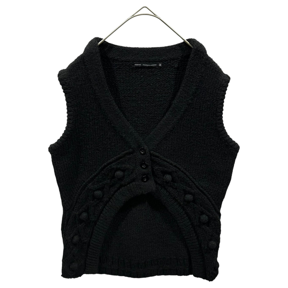 MARITHE FRANCOIS GIRBAUD(マリテフランソワジルボー) Deformed-Knit Vest 変形 ニット ベスト F7-8225 M ブラック