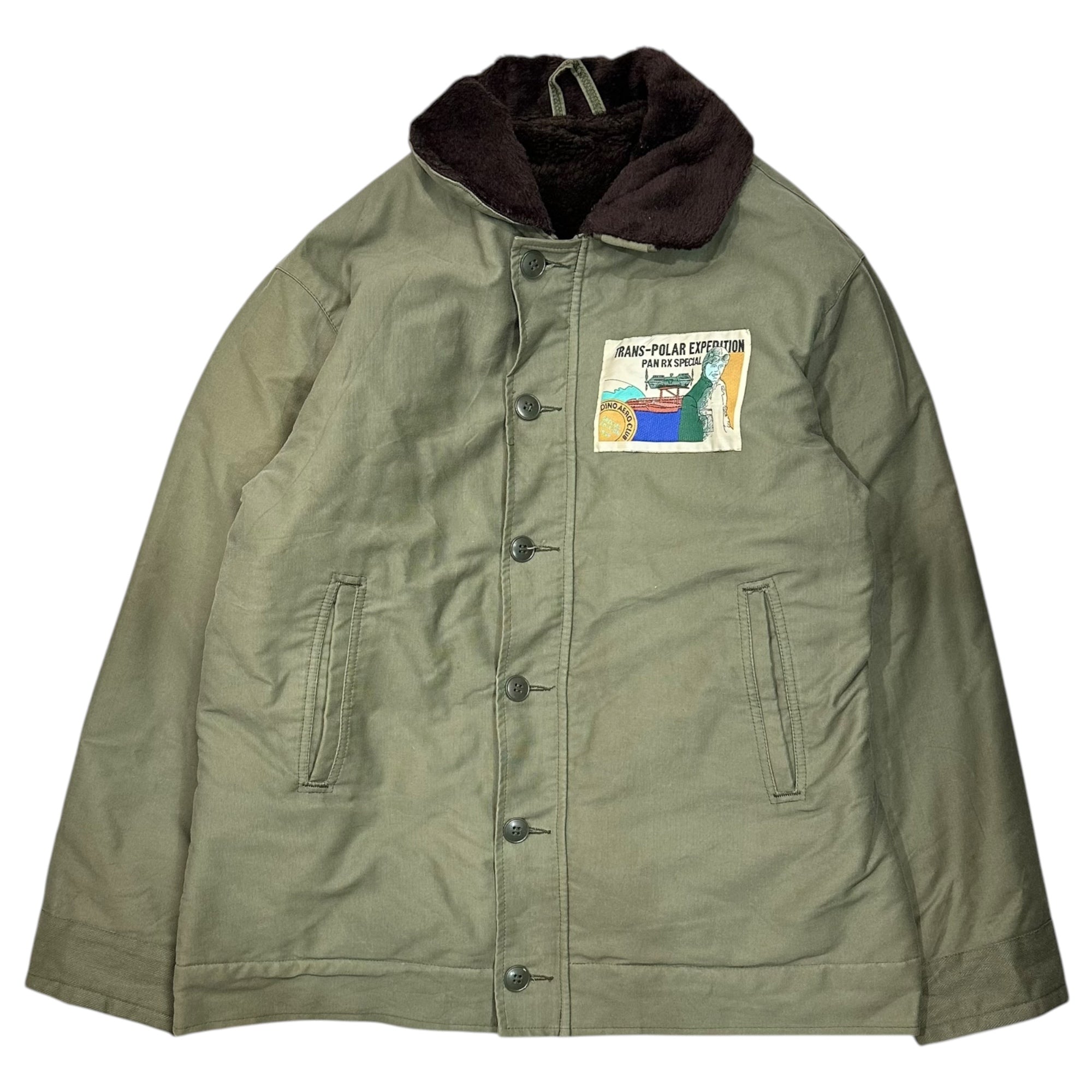 Marine nationale(フランス海軍) 60’s~70's N-1 COULANGE MAYENNE デッキ ジャケット G(L~XL程度) カーキ マリーンナショナル ミリタリー ヴィンテージ