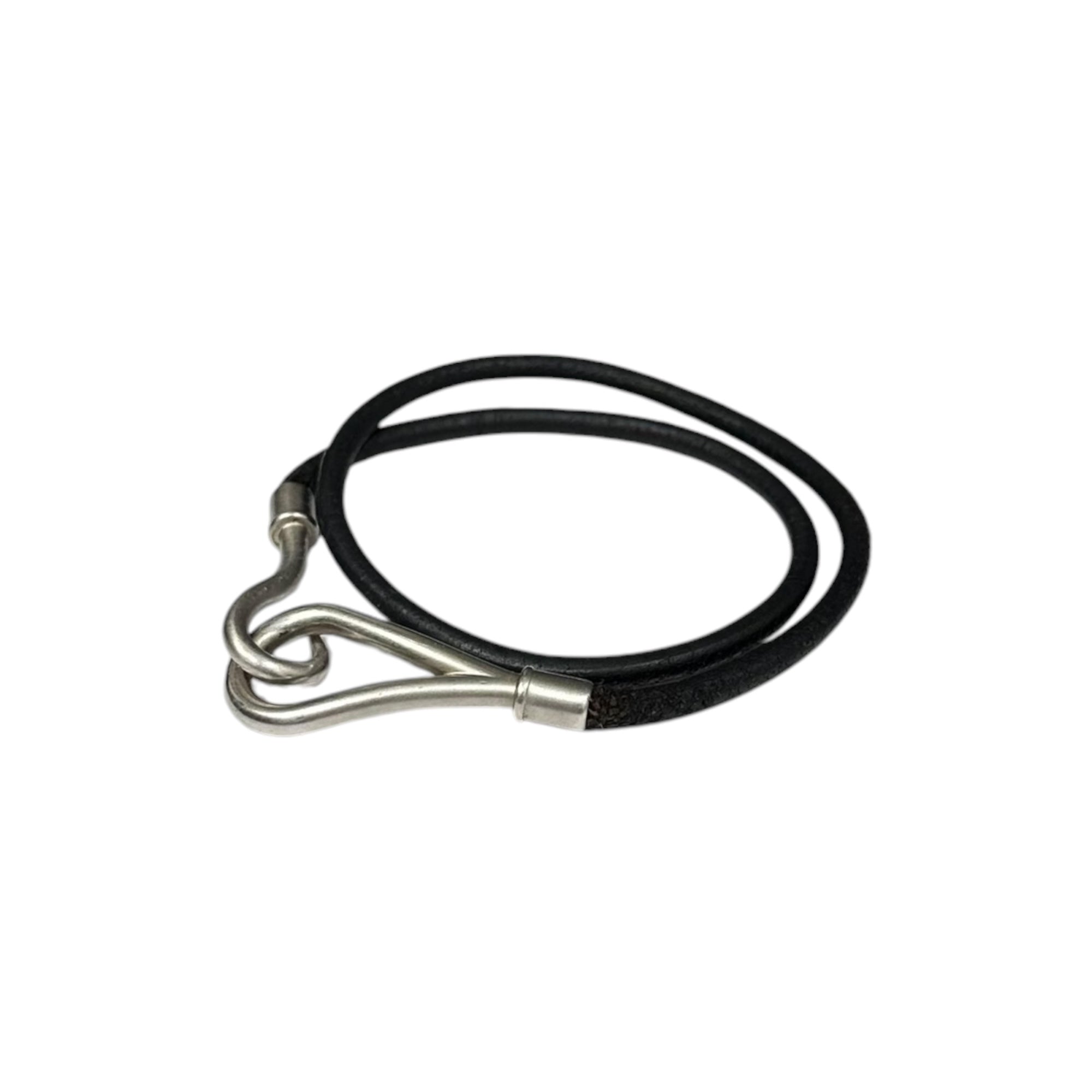 HERMES(エルメス) Jumbo Double Tour bracelet ジャンボ レザーブレスレット ドゥブルトゥール ブラック×シルバー