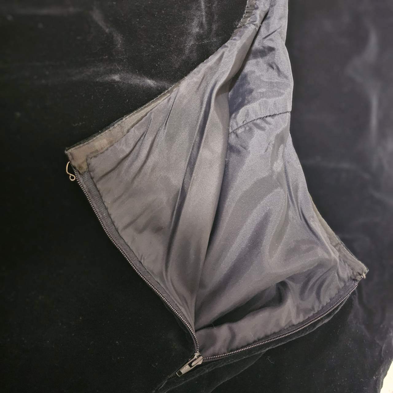 Euro vintage(ヨーロッパヴィンテージ) France black straight long skirt ベロア ロング タイトスカート S~ ブラック