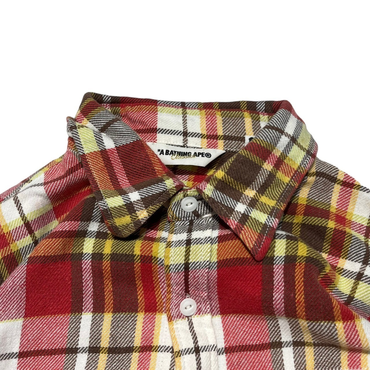 A BATHING APE(アベイシングエイプ) heavy cotton check shirt ヘヴィーコットン チェック シャツ M レッド