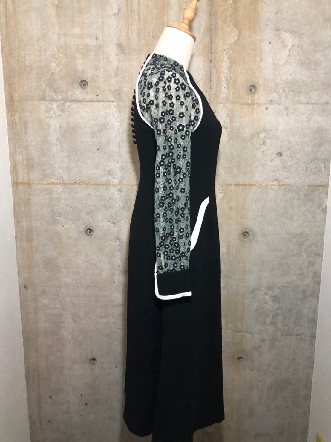 mame kurogouchi(マメクロゴウチ) Pedicel Lace Sleeves A-line Dress