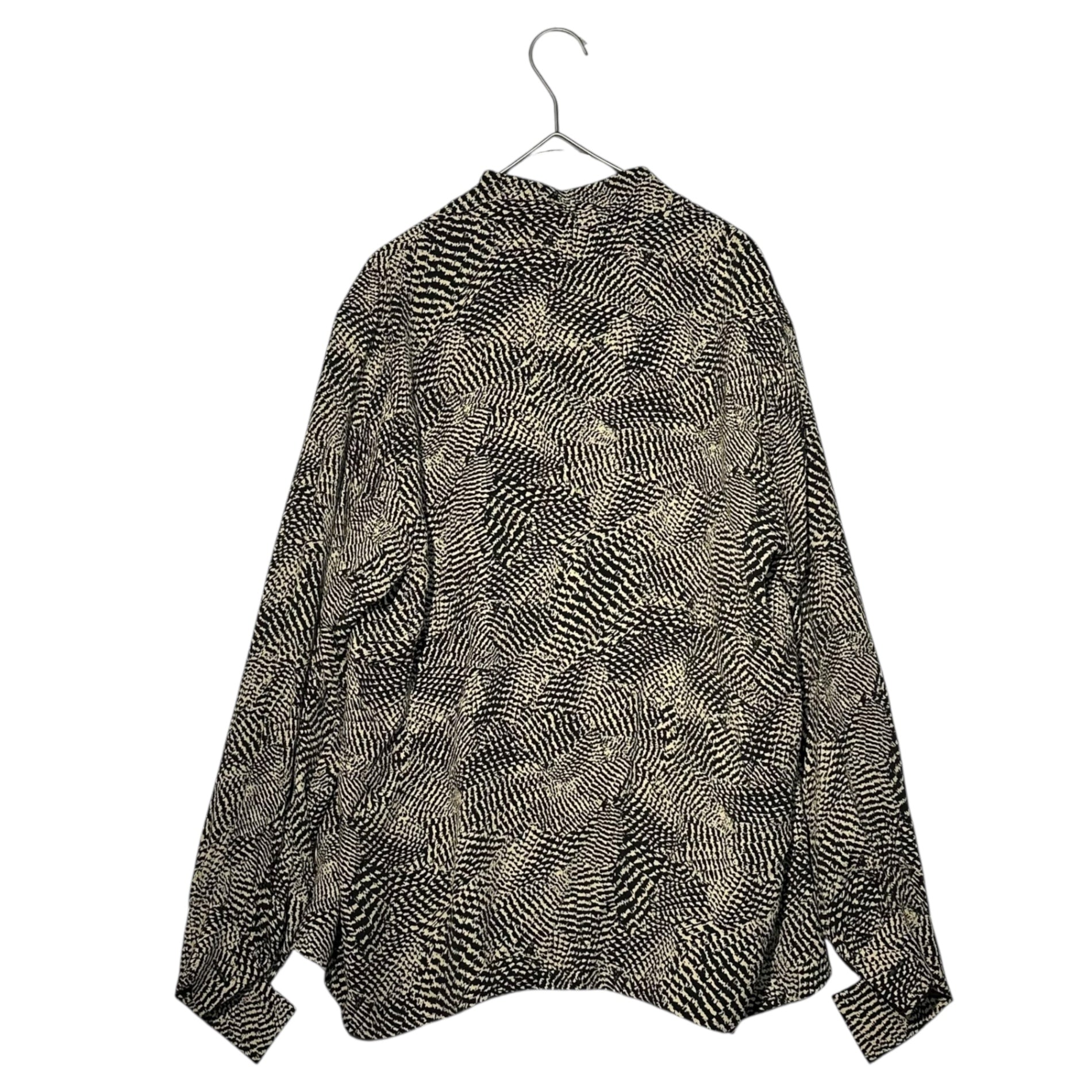 YVES SAINT LAURENT(イヴサンローラン) Open-collar all-over print blouse オープンカラー 総柄 ブラウス スカート セットアップ HTA64-681 TOP：34(XS程度) BOTTOM：36(S程度) ベージュ×ブラック