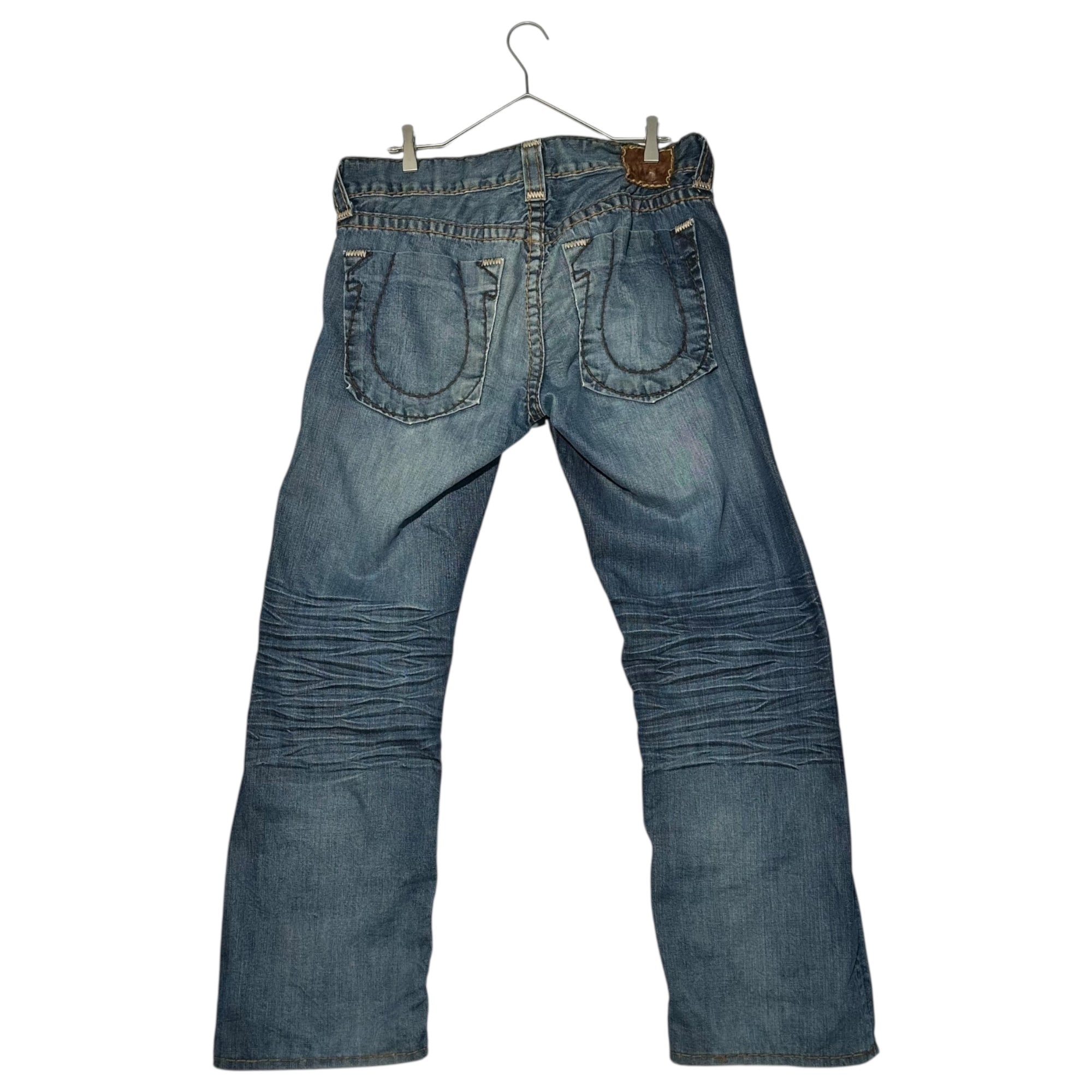 TRUE RELIGION(トゥルーレリジョン) 00's Vintage Straight Denim Pants ヴィンテージ加工 ストレート デニム パンツ 34 インディゴ Y2K