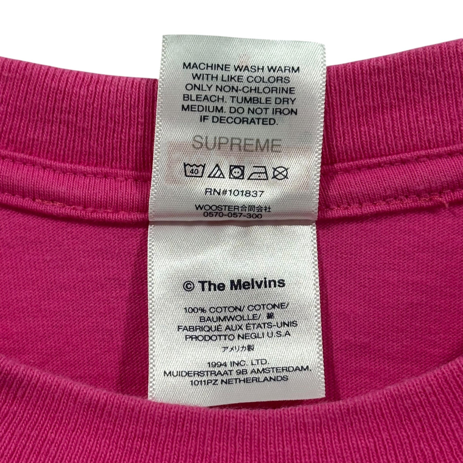 SUPREME(シュプリーム) 2024SS Melvins Prick Tee メルヴィンズ プリック Tシャツ S ピンク 半袖