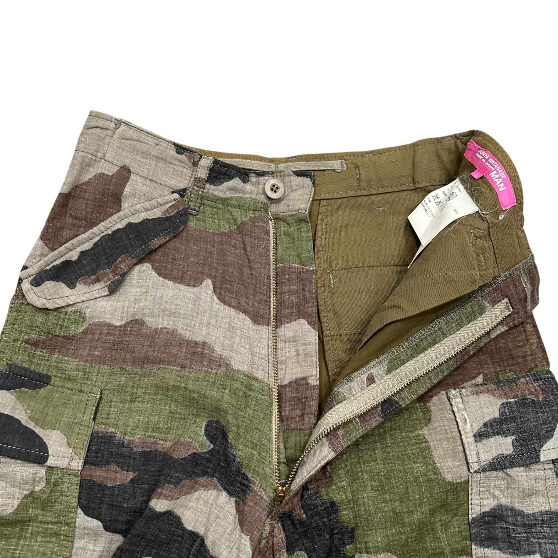COMME des GARCONS JUNYA WATANABE MAN PINK(コムデギャルソンジュンヤワタナベマンピンク) 2004SS Camouflage Military Cargo Pants カモフラ ミリタリー カーゴ パンツ UM-P001 S カーキ AD2003