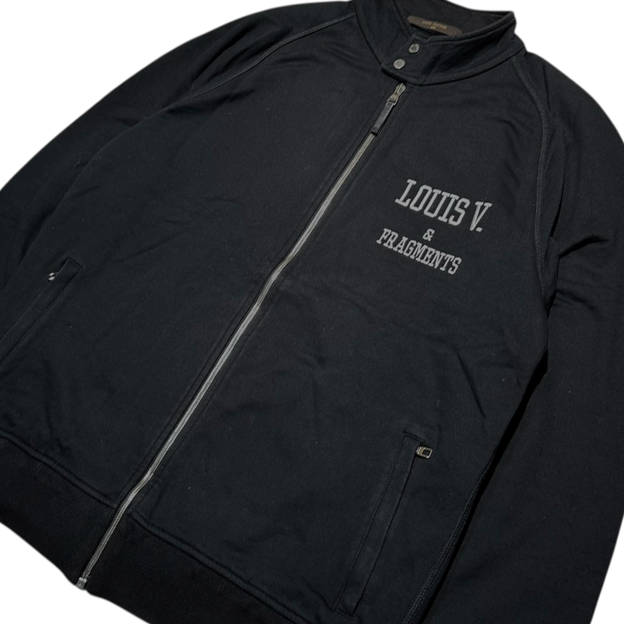 LOUIS VUITTON × FRAGMENT DESIGN(ルイヴィトン × フラグメントデザイン) 17AW Puffer Jacket Sweatshirt パファ ジャケット スウェット ロゴ ジップアップ XL ブラック×ホワイト