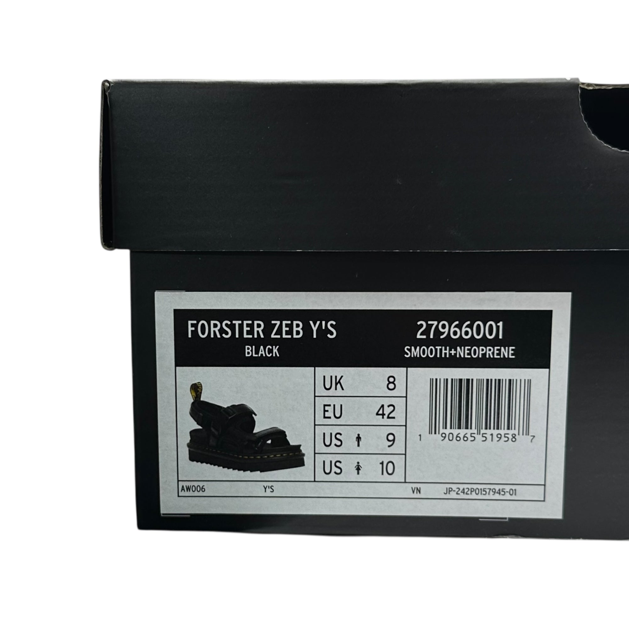 DR.MARTENS×Y's(ドクターマーチン×ワイズ) FORSTER ZEB Y's フォースター シャークソール レザー ストラップ サンダル YW-E01-700 Men's US9(27cm) ブラック コラボ