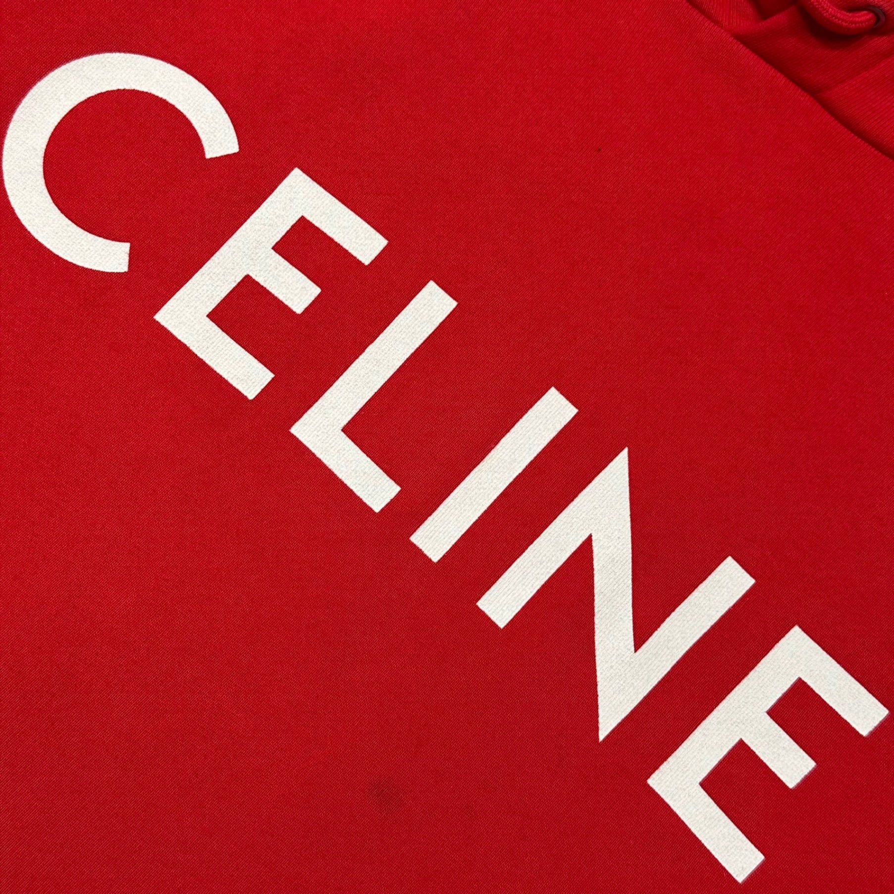 CELINE(セリーヌ) 2021SS By Hedi Slimane LOOSE HOODIE IN COTTON FLEECE エディ期 ルーズ フーディー  コットン フリース 2Y321052H XS レッド プルオーバー パーカー ロゴ