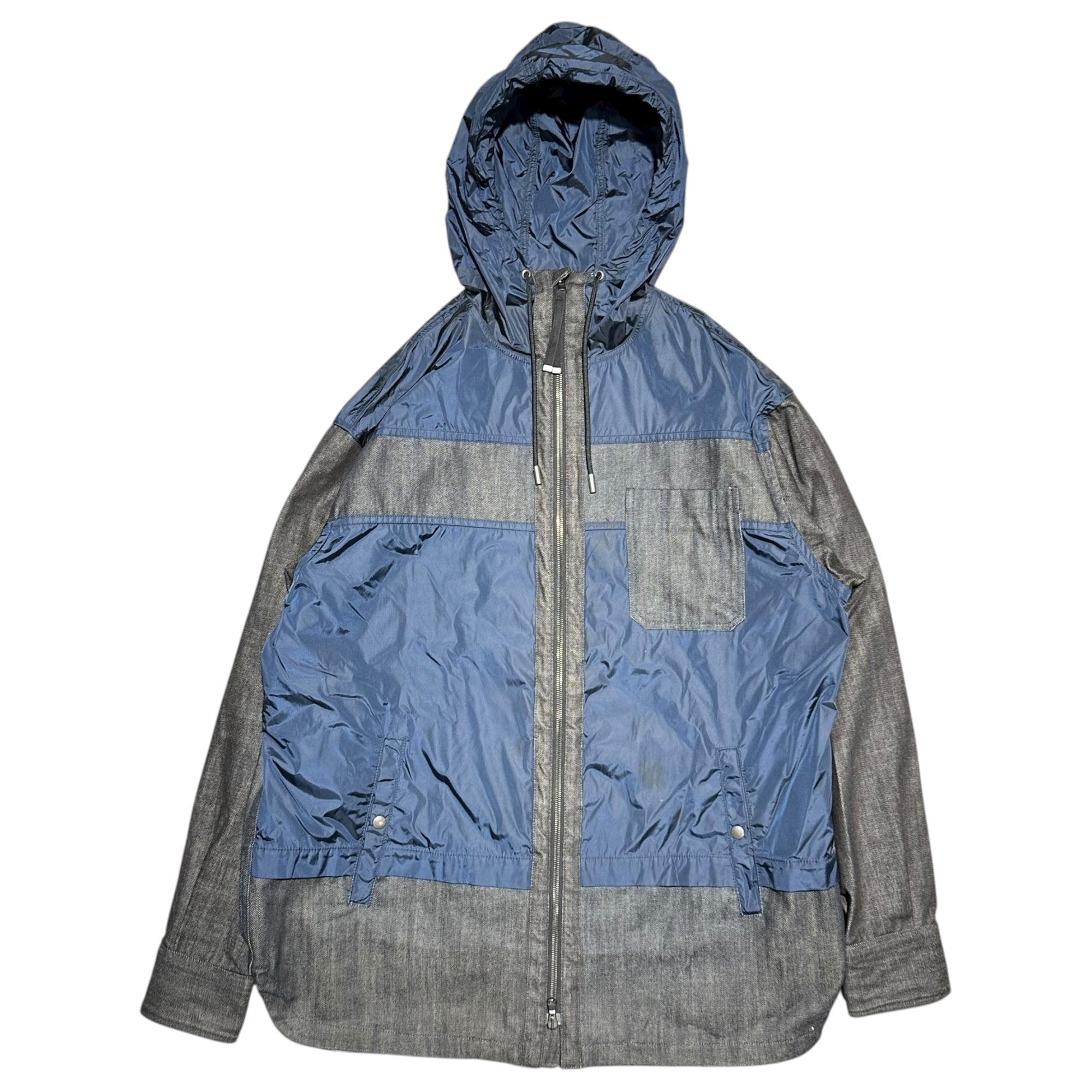 DIESEL BLACK GOLD(ディーゼルブラックゴールド) Denim Panel Hooded Jacket デニム 切替 フーデッド ジャケット 50(XL) ブラック×ネイビー