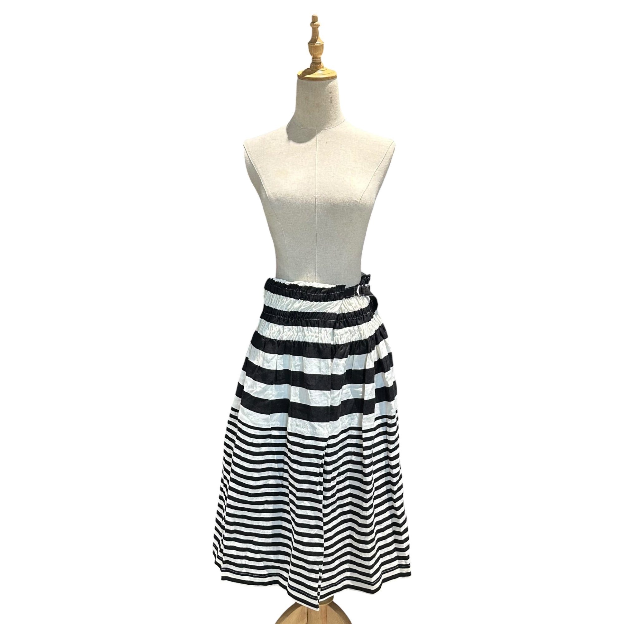 JUNYA WATANABE COMME des GARCONS(ジュンヤワタナベコムデギャルソン) Waist Belt Border Panel Easy Skirt ウエストベルト 切替 ボーダー イージー スカート JS-100600 FREE ホワイト×ブラック AD2000 00s アーカイブ