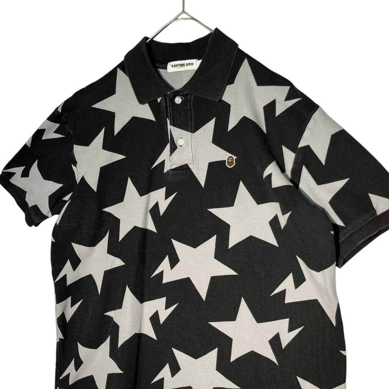 A BATHING APE(アベイシングエイプ) 00's BAPE STA one point logo polo shirt ベイプ スタ ワンポイント ロゴ ポロシャツ ブラック×グレー L ブラック×グレー