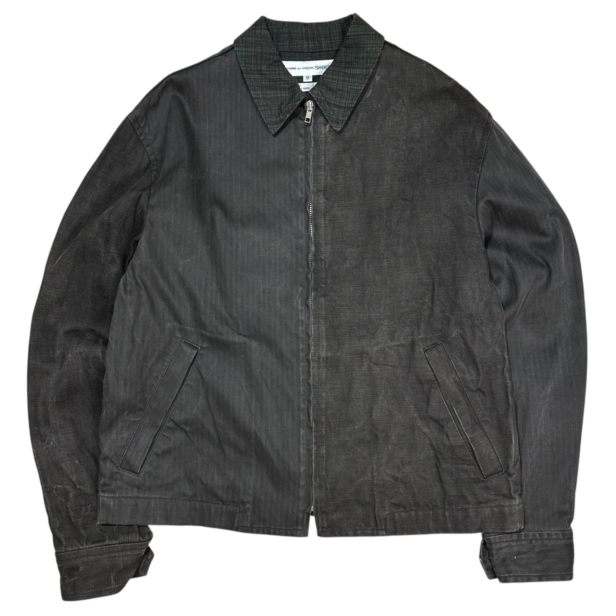 COMME des GARCONS SHIRT(コムデギャルソンシャツ) 90's Plant-Dyed Zip-Up Denim Swing Top Jacket 草木染め加工 ジップアップ デニム スイングトップ ジャケット M チャコールグレー