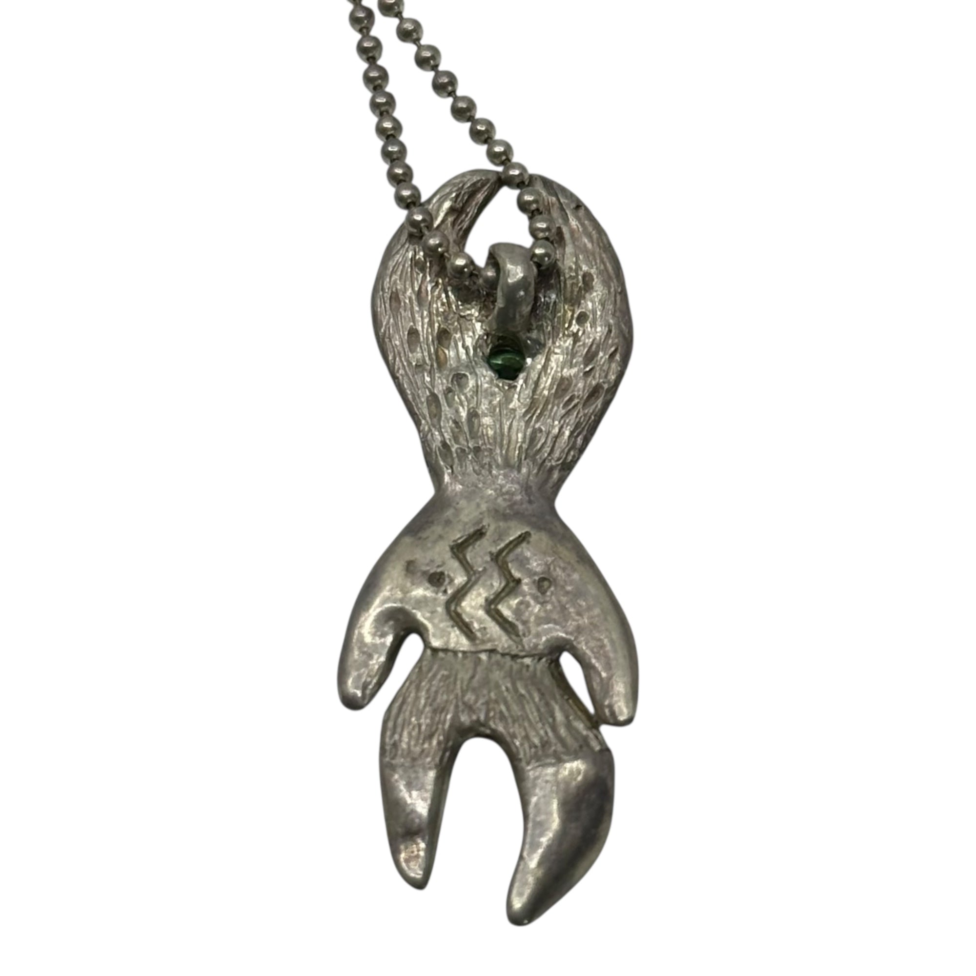 STONE BELLY(ストーンベリー) 925 Silver STONE FACED DEMON ストーン フェイスド デーモン ネックレス シルバー グリーン石 ジュエリー ストックホルム発ブランド