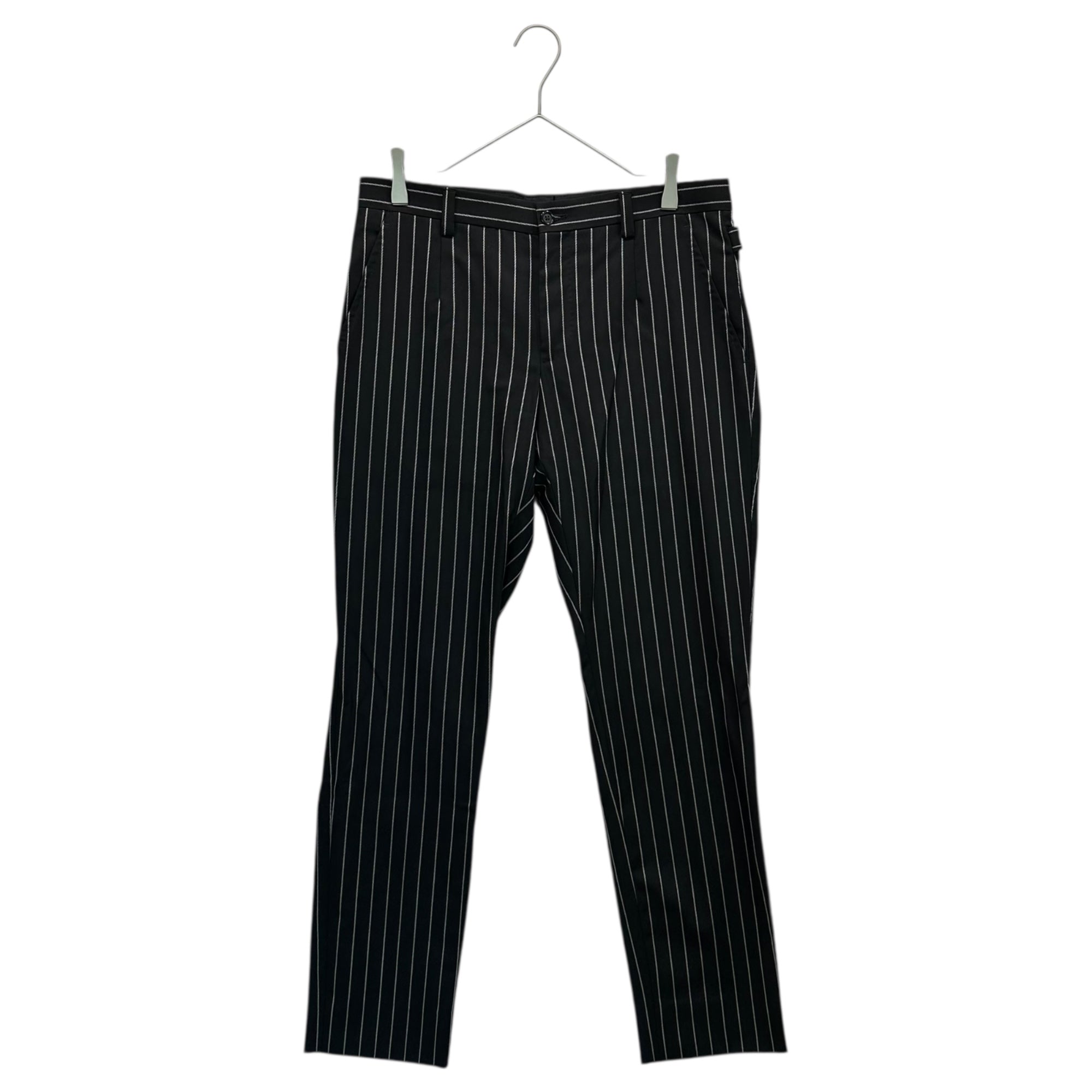 DOLCE&GABBANA(ドルチェ&ガッバーナドルガバ) Wool Gabardine Striped Slacks ウール ギャバジン ストライプ スラックス 46 ブラック×ホワイト スリム パンツ