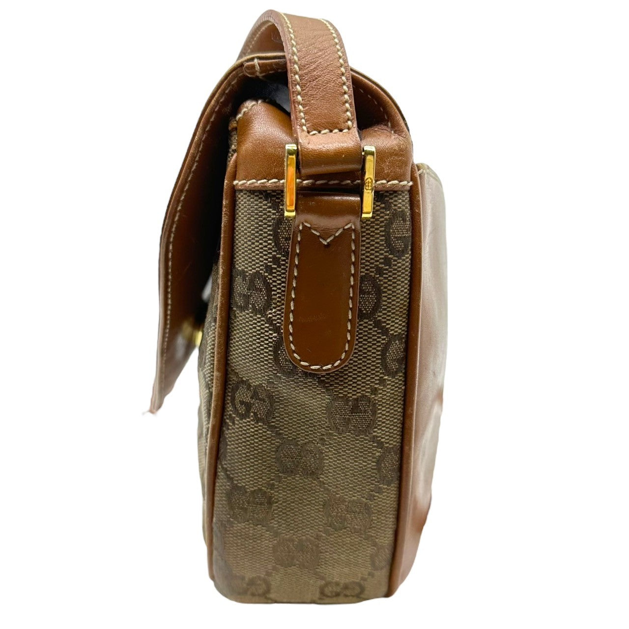 GUCCI(グッチ) Vintage GG logo flap shoulder bag ヴィンテージ GGロゴ フラップ ショルダー バッグ  007・261・0081 ブラウン×ベージュ