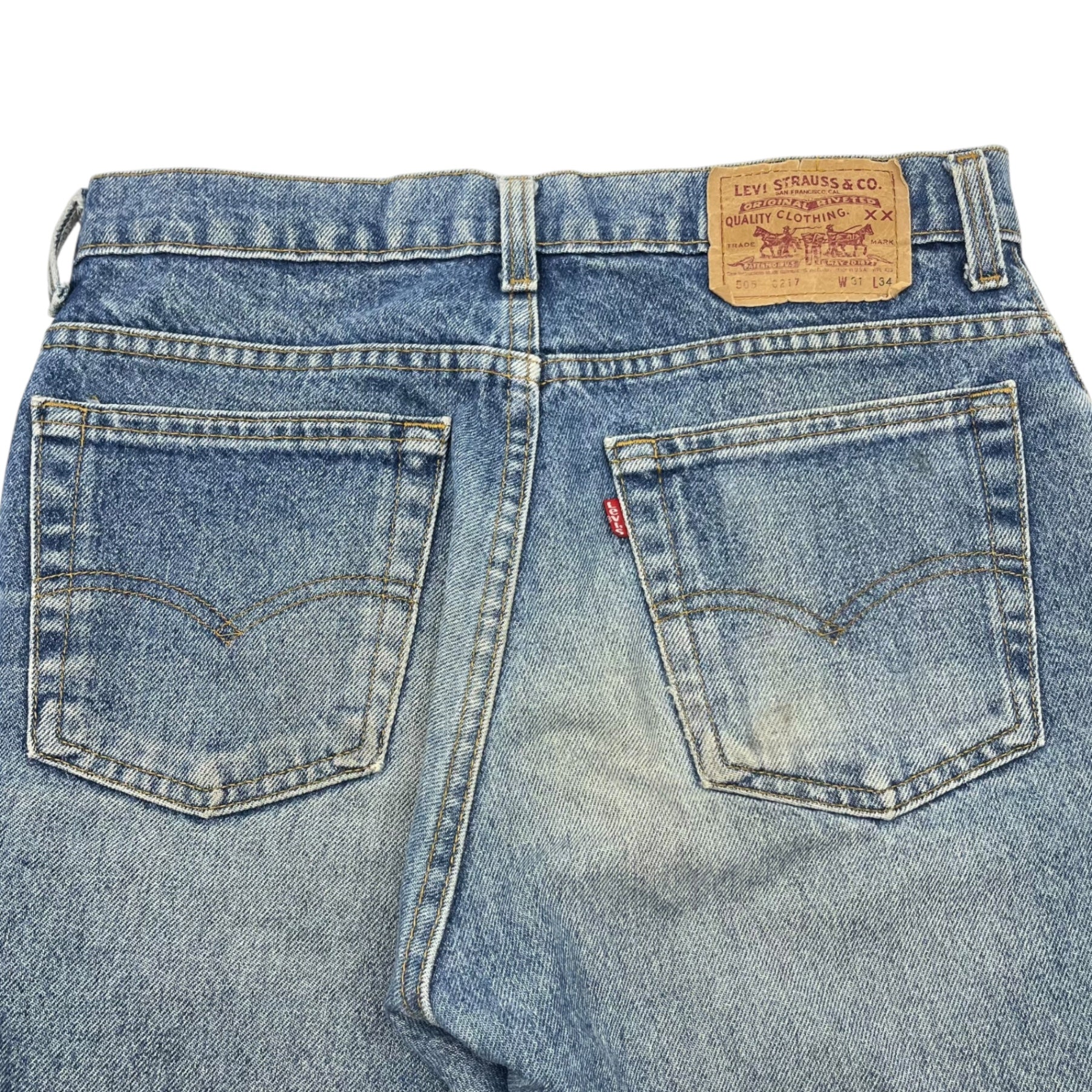 Levi's(リーバイス) 90's 505 USA made vintage straight denim pants ヴィンテージ ストレート デニム パンツ 505-0217 W31 L34 ライトインディゴ 裏ボタン525 90年代