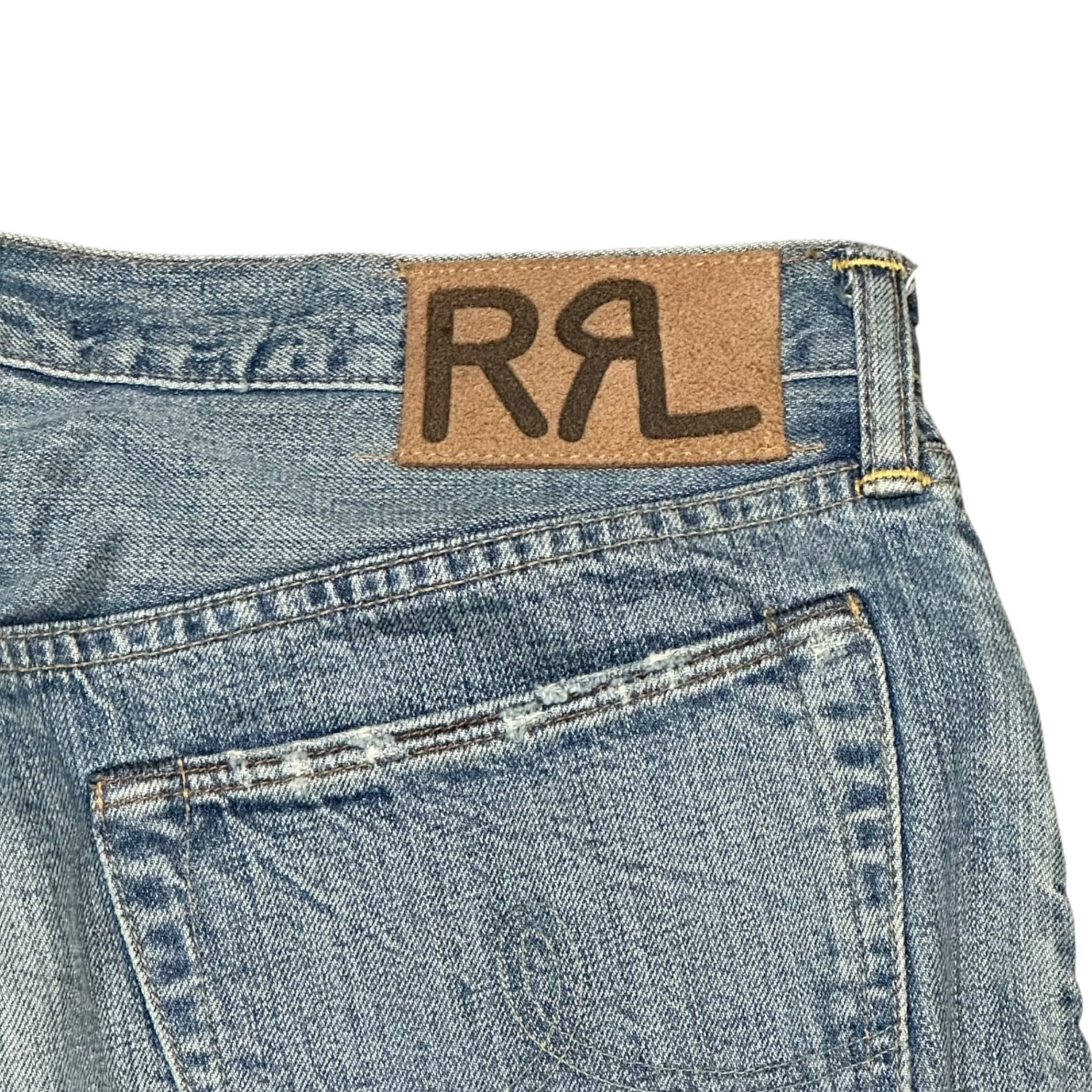 RRL(ダブルアールエル) Damage Repair Vintage-Washed Western Denim Pants ダメージ リペア ヴィンテージ加工 ウエスタン デニム パンツ W30 ライトインディゴ