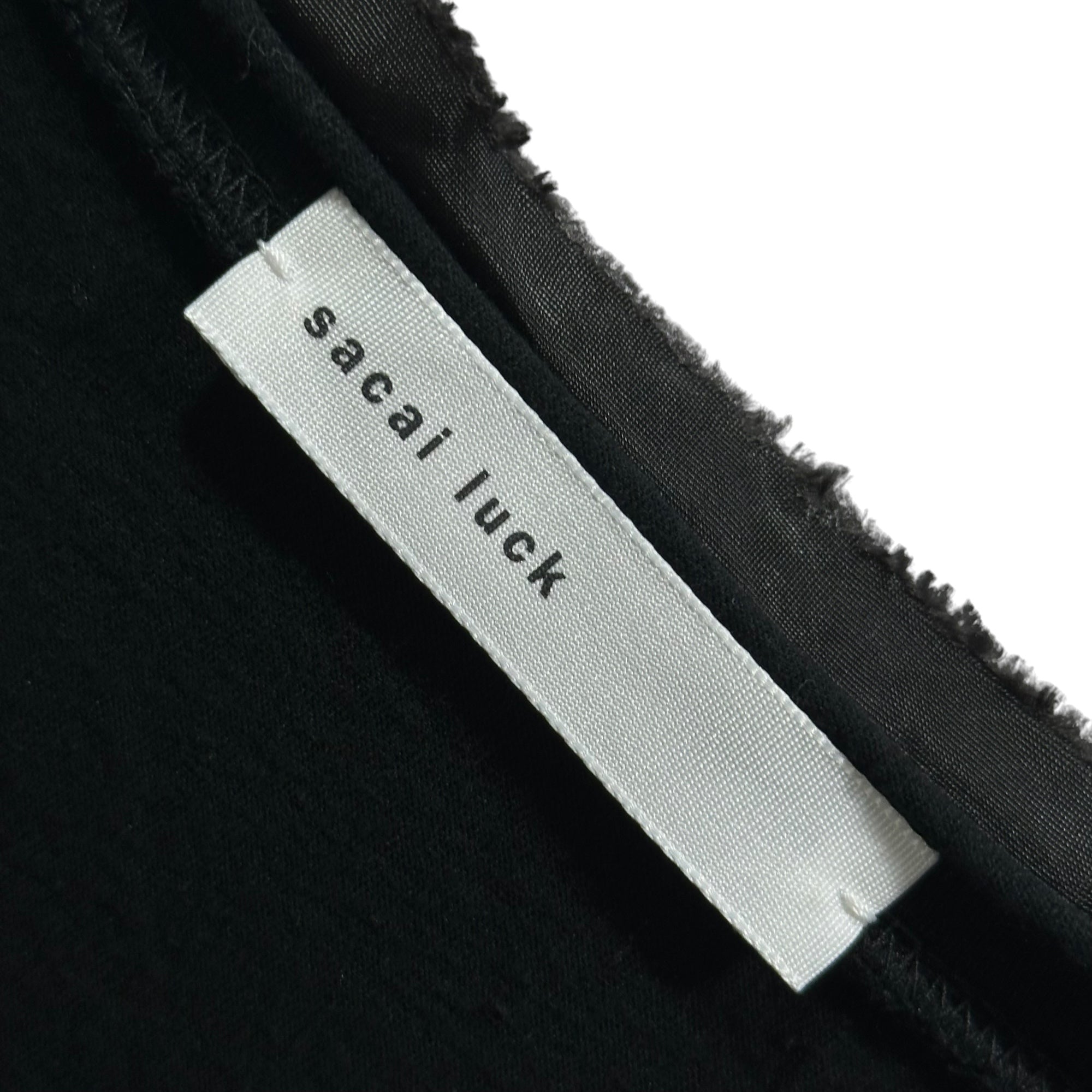 sacai luck(サカイラック) Mixed-Fabric U-Neck Printed T-Shirt 異素材切替 Uネック プリント Tシャツ ブラック