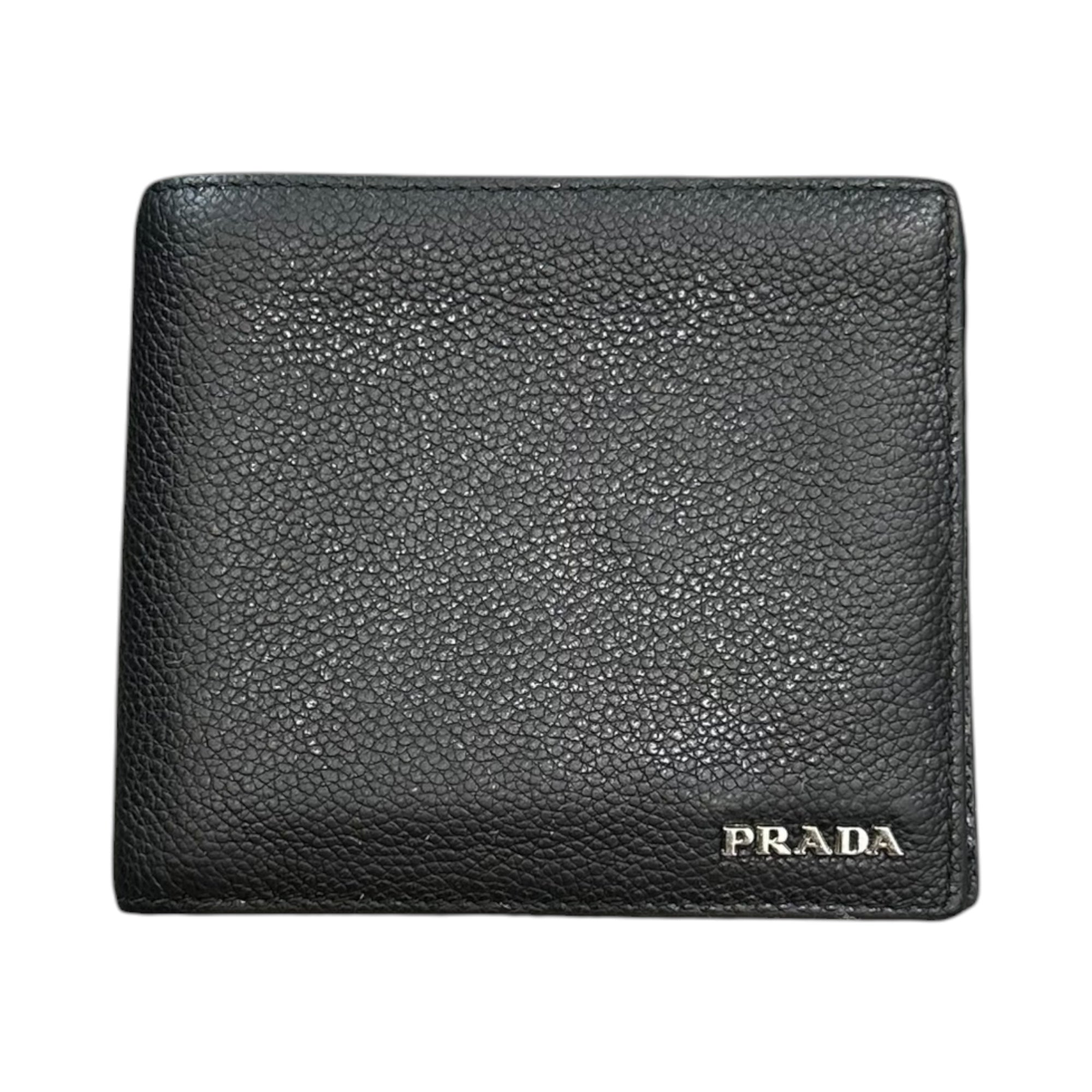 PRADA(プラダ) Vitello Daino Leather Wallet ヴィッテロダイノレザー 二つ折り財布 2M0513 ブラック