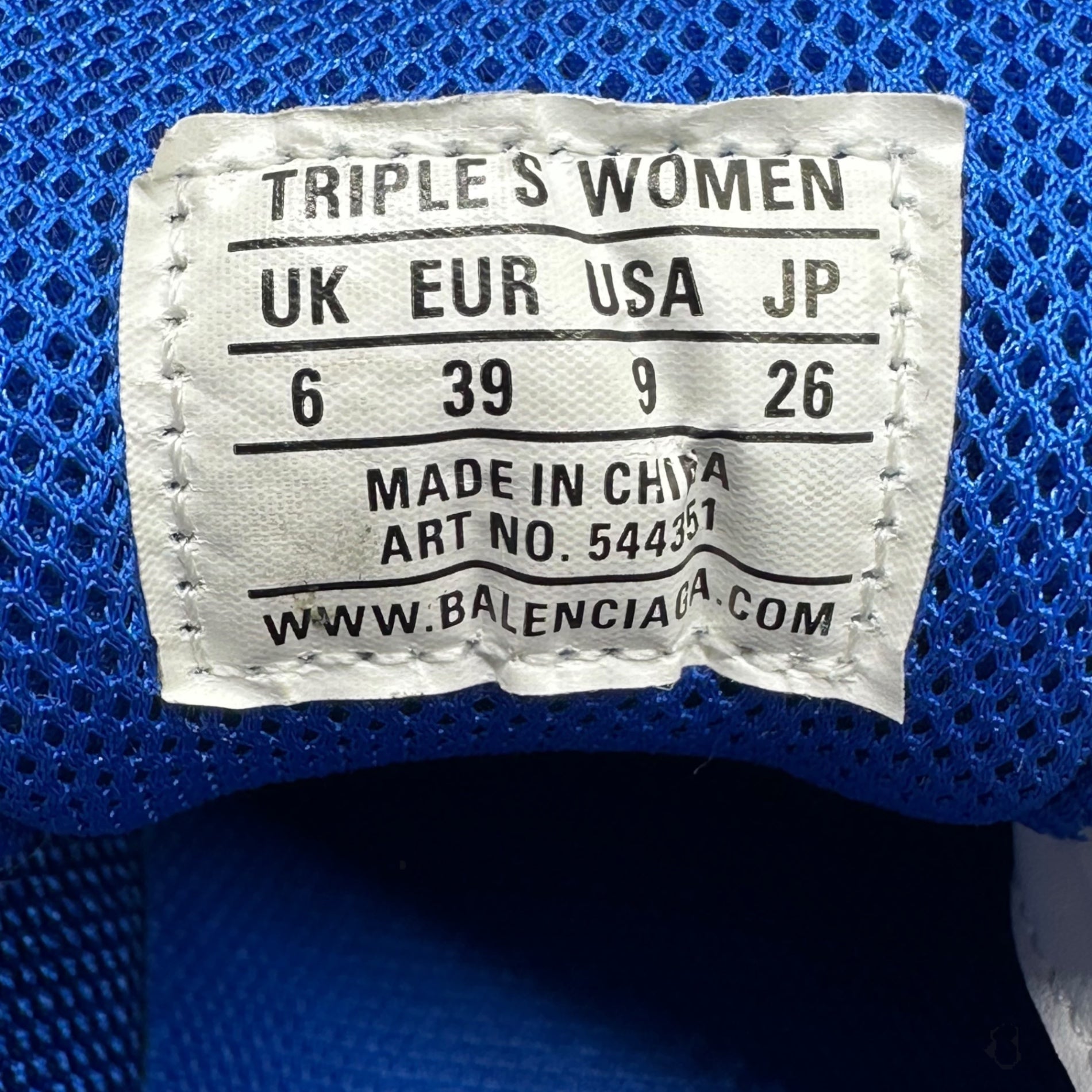 BALENCIAGA(バレンシアガ) Triple S トリプルS 544351 39(26cm) ホワイト×ブルー 厚底 ダッド ボリューム スニーカー