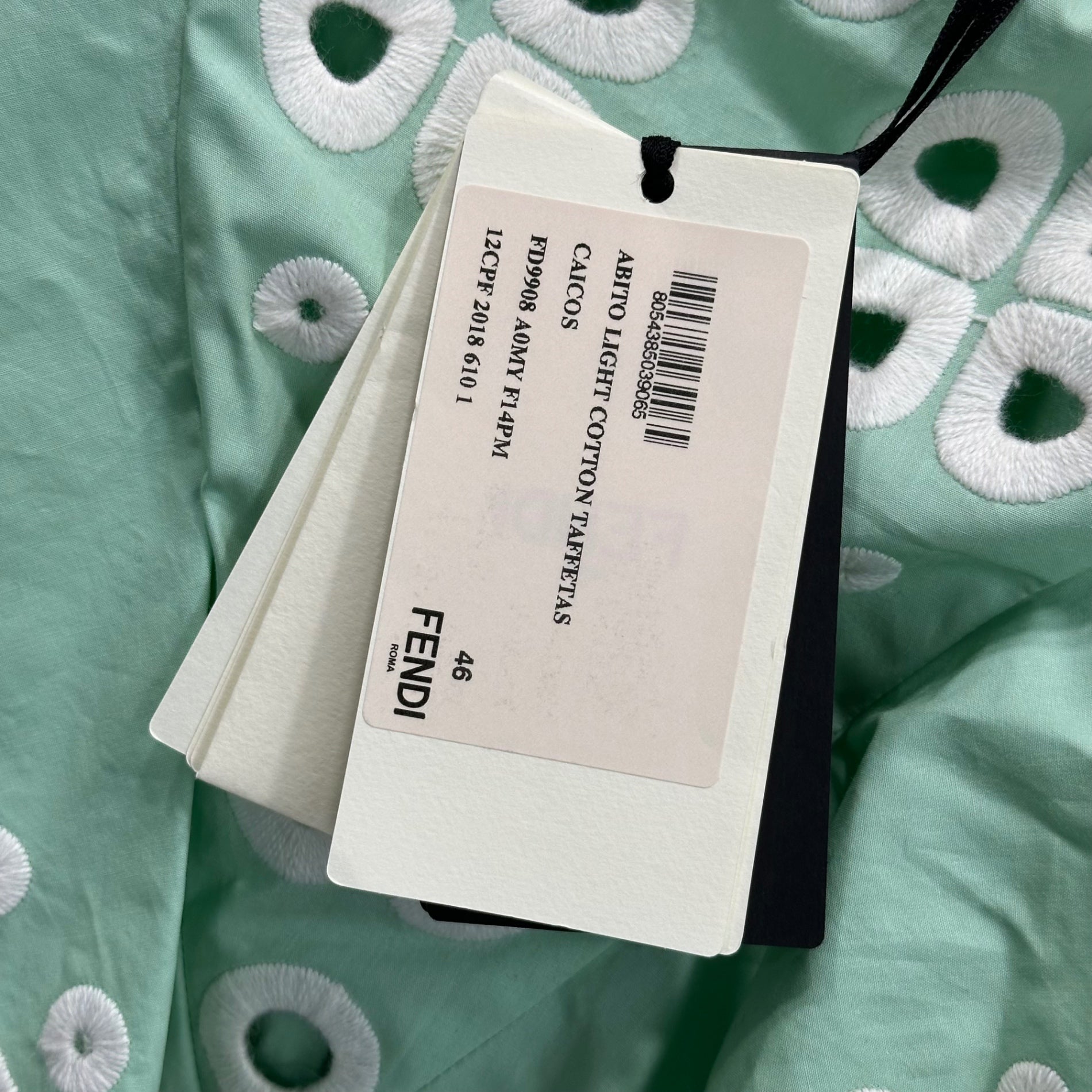 FENDI(フェンディ) Big Race Color Pleated Dress ビッグ レース カラー プリーツ ワンピース 46 ミント