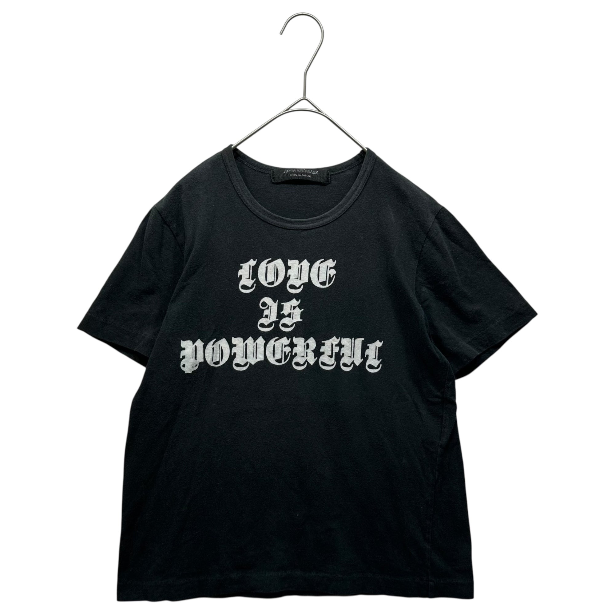 COMME des GARCONS JUNYA WATANABE(コムデギャルソンジュンヤワタナベ) 02SS ”LOVE IS POWERFUL” mini Tee プリント チビ Tシャツ JE-T004 表記無(XS程度) ブラック AD2001