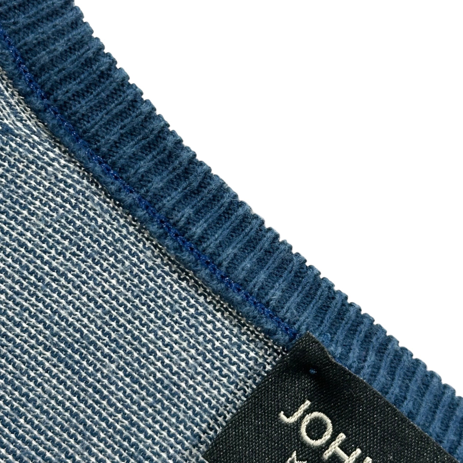 JOHN SMEDLEY(ジョンスメドレー) Cotton Striped V-neck Sweater Vネック コットン ボーダー ニット M ブルー×ホワイト