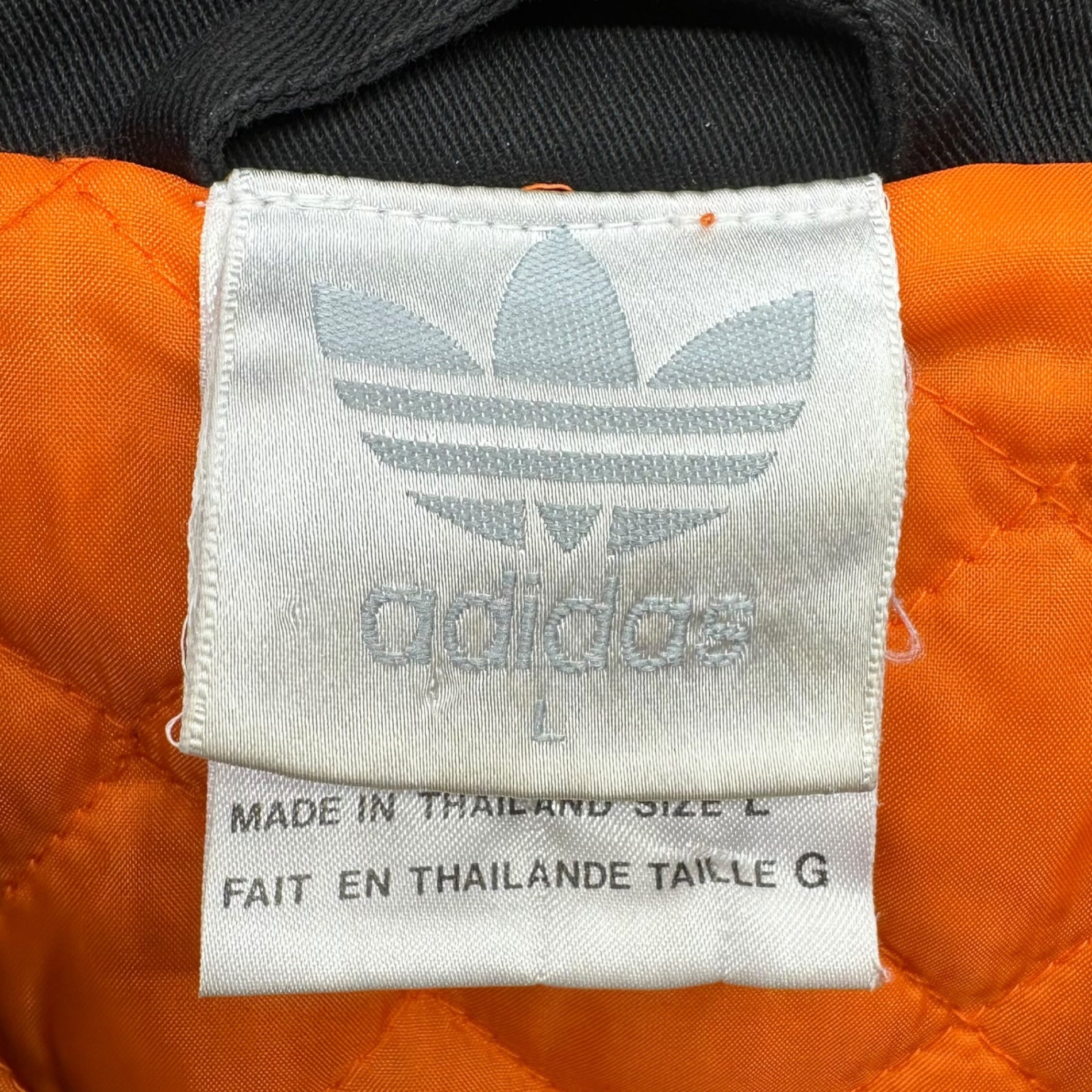 adidas(アディダス) 90's back logo hooded jacket バックロゴ フーデット ジャケット L ブラック×オレンジ 万国旗タグ　90年代