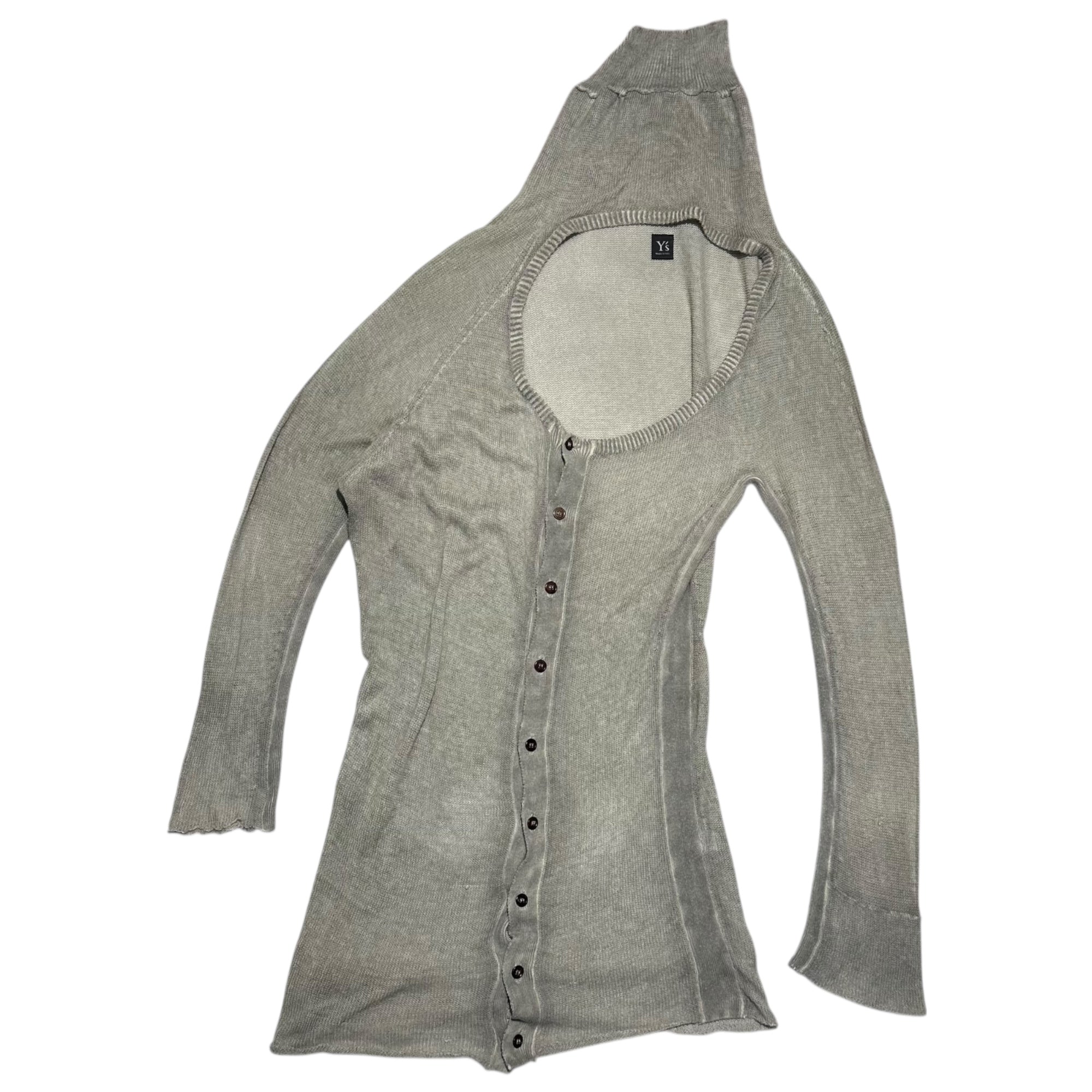 Y's(ワイズ) Redesigned Long Knit Cardigan 再構築 デザイン ロング ニット カーディガン 2 グレー