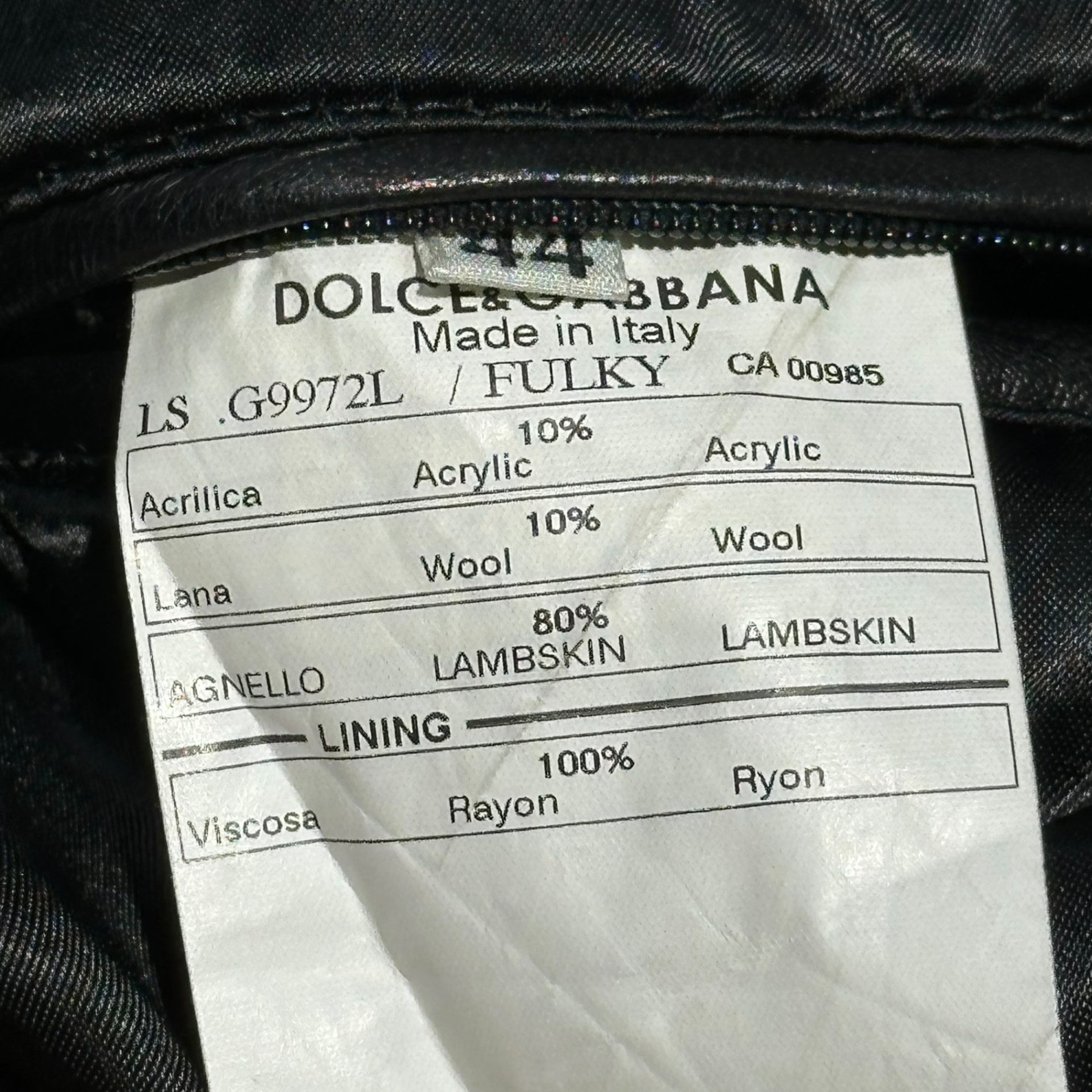 DOLCE&GABBANA(ドルチェ&ガッバーナドルガバ) Lambskin single zip-up ribbed blouson ラムレザー シングル ジップアップ リブ ブルゾン G9972L 44(XS程度) ブラック