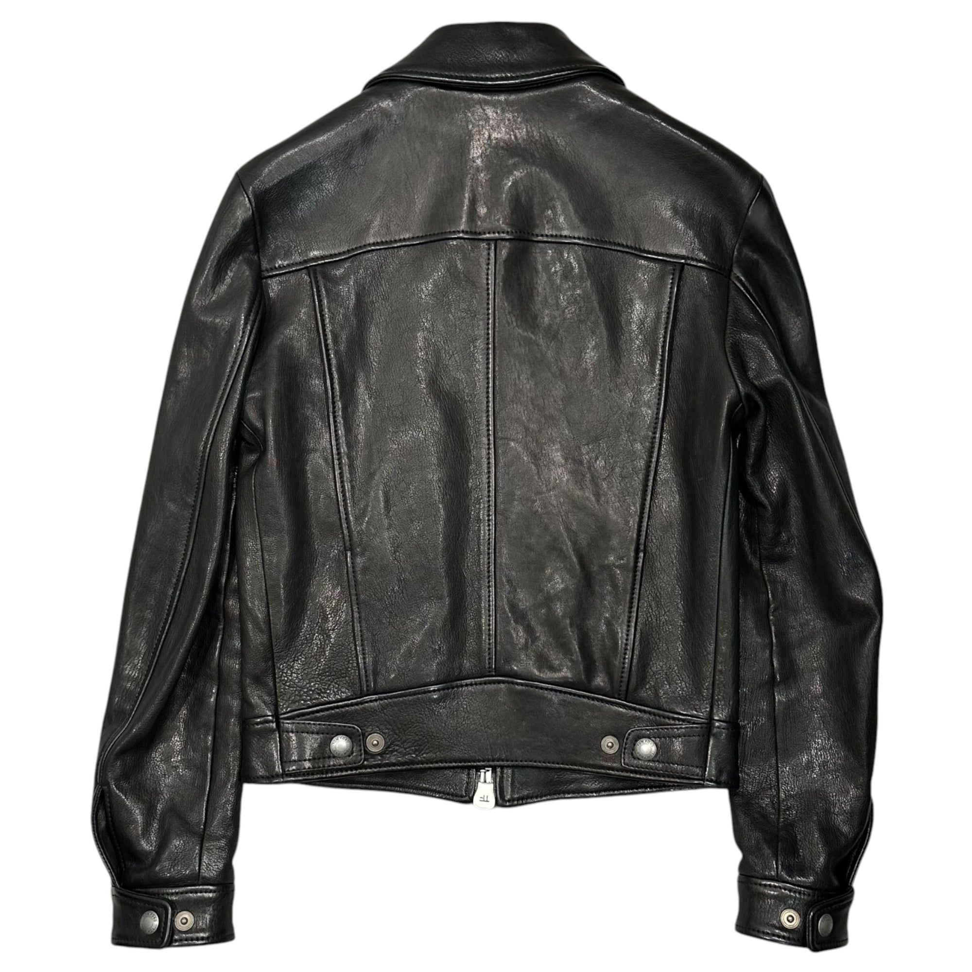 TOM FORD(トムフォード) Zip-Up Leather Jacket ジップアップ レザー ジャケット TFL467 44 ブラック