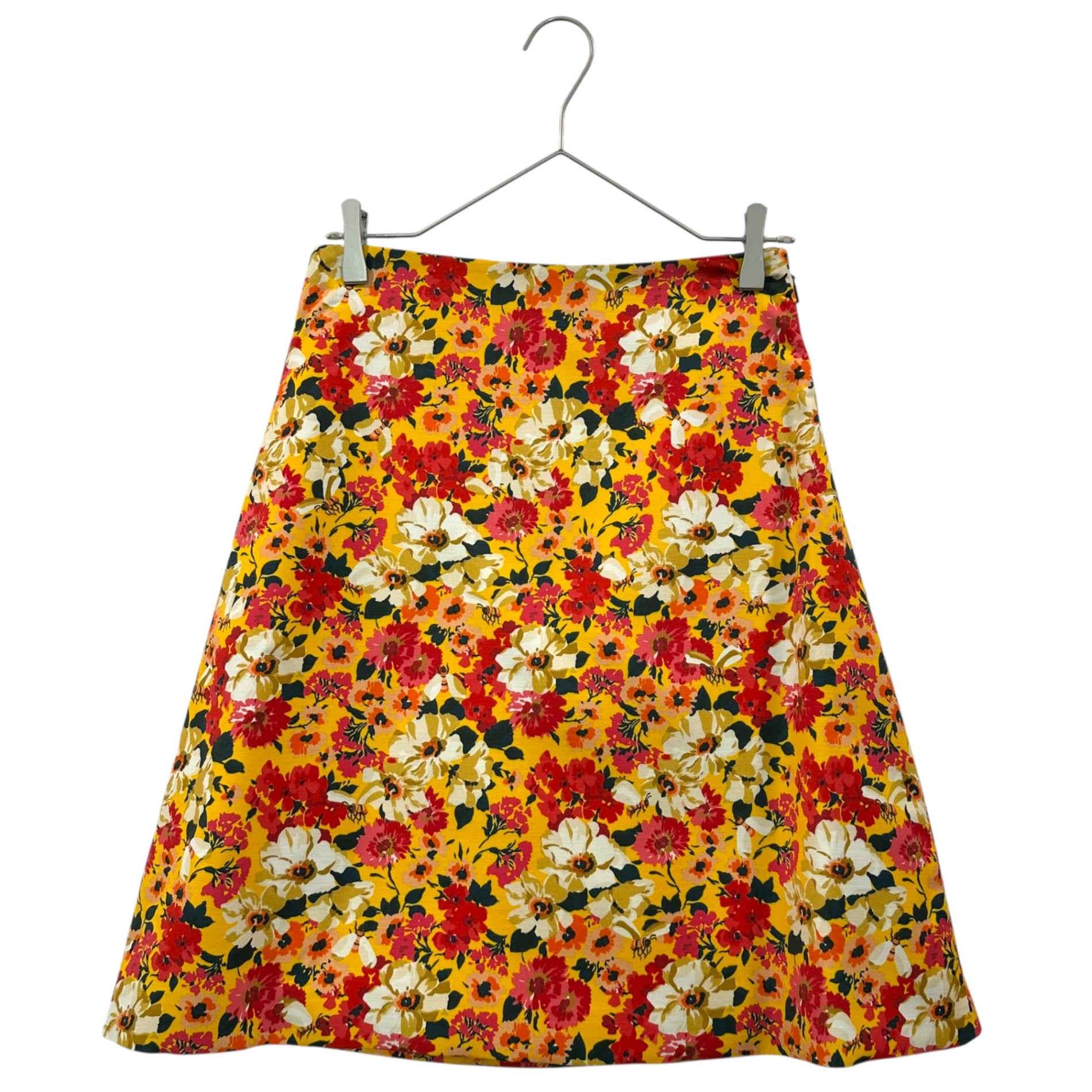 GUCCI(グッチ) 18SS Floral Print Flared Knee-Length Skirt 花柄 フレア ひざ丈 スカート 40 イエロー×ピンク Aライン