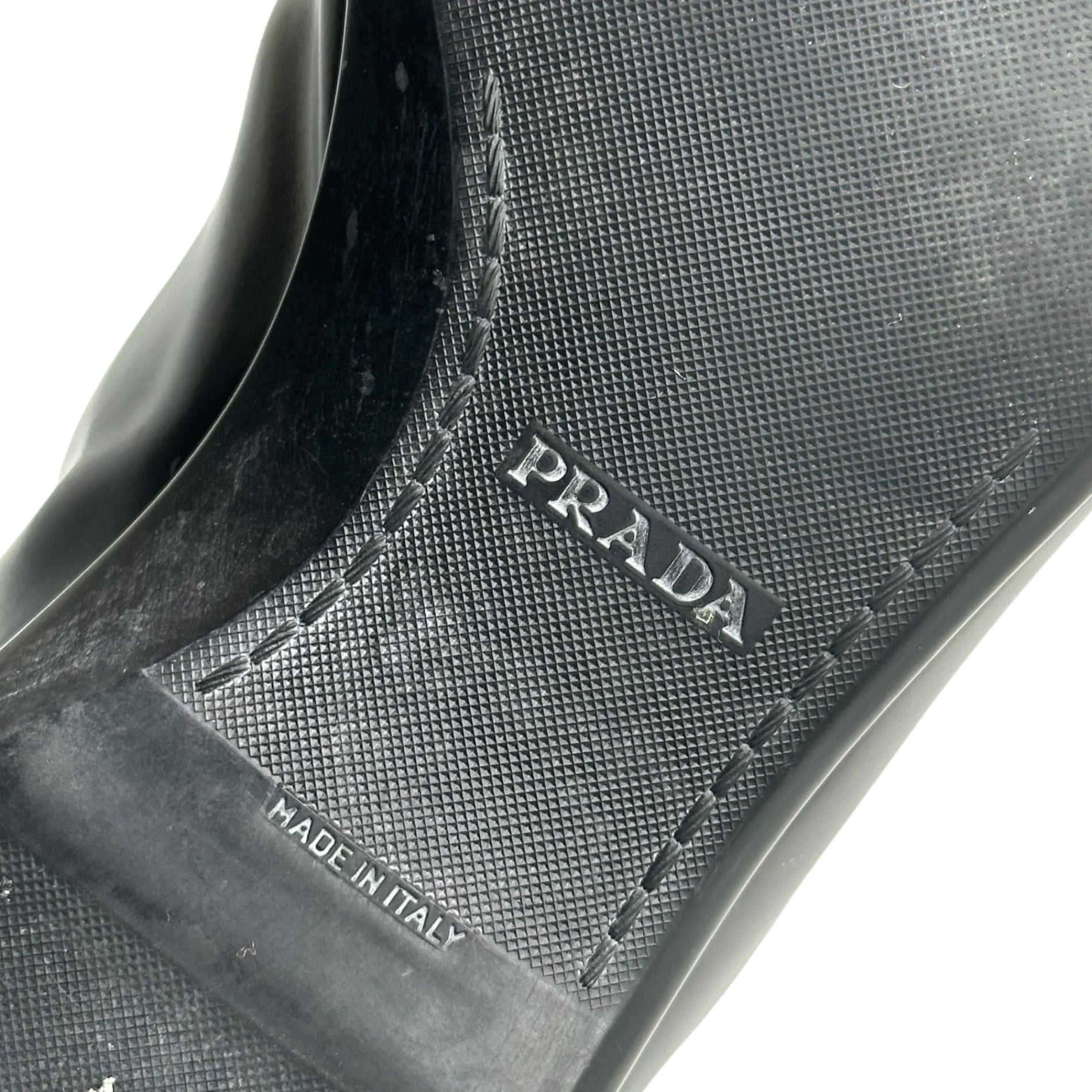 PRADA(プラダ) High-Shine Leather Square Toe Side-Gore Boots ハイ