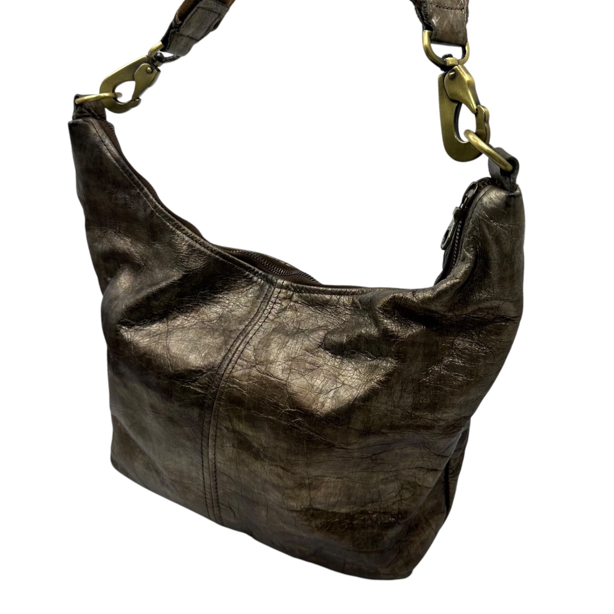 JAS-M.B.(ジャスエムビー) England made Gold coated leather shoulder bag イングランド製 ゴールド コーティング レザー ショルダー バッグ ゴールド